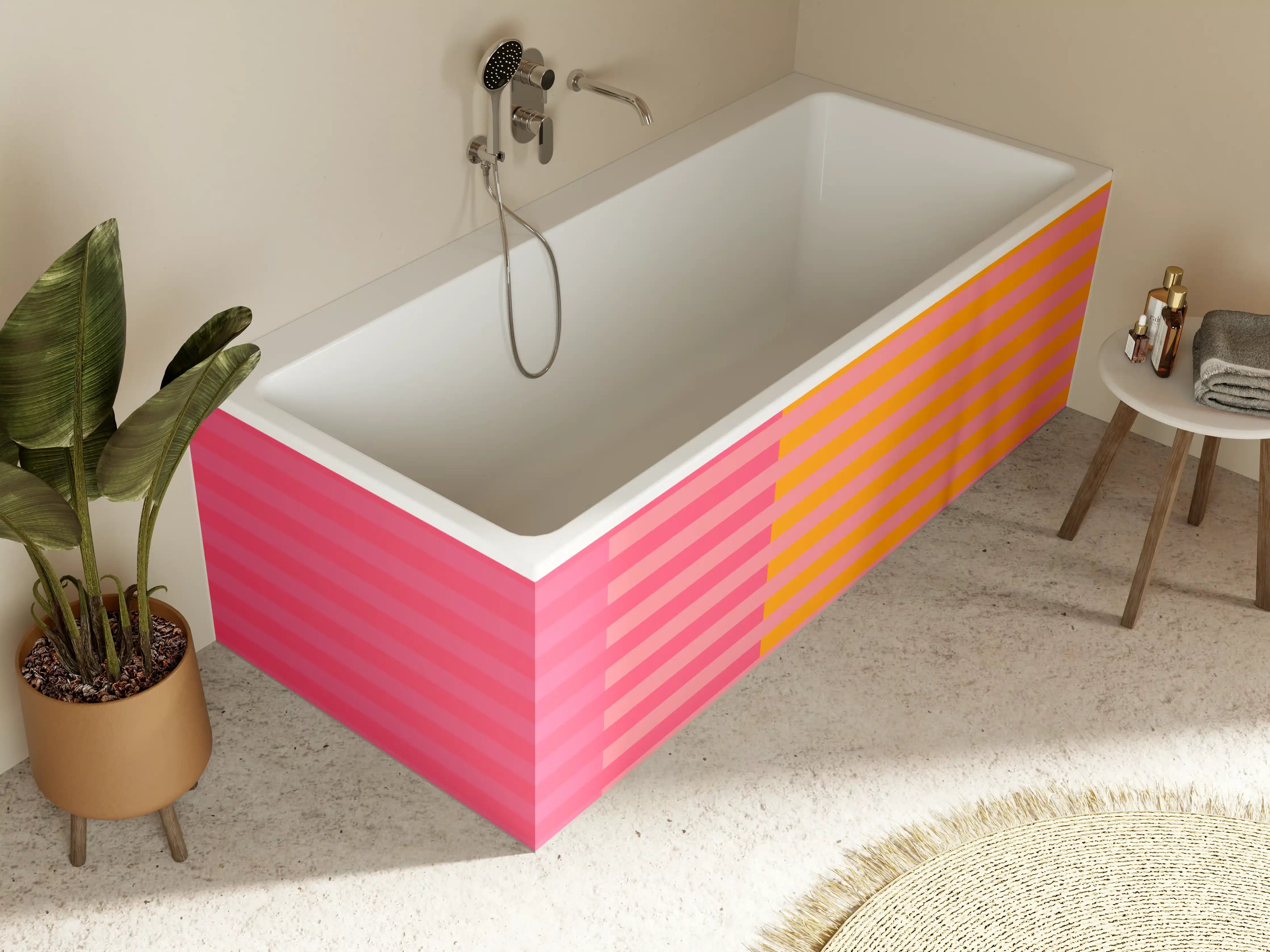 Badewannen-Rückwand - The Oranges - Multy Stripes - Raspberry