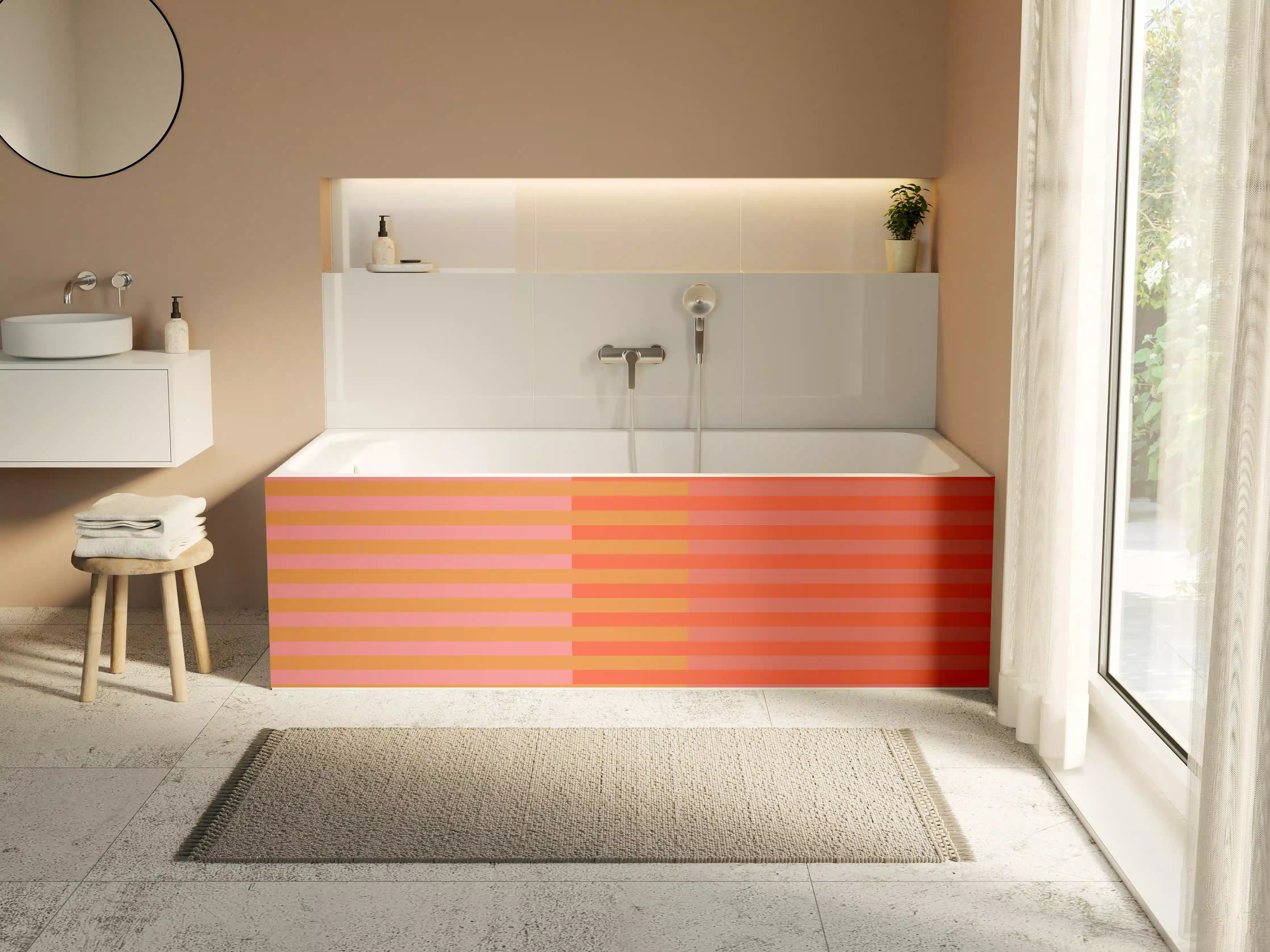 Badewannen-Rückwand - The Oranges - Multy Stripes - Salmon