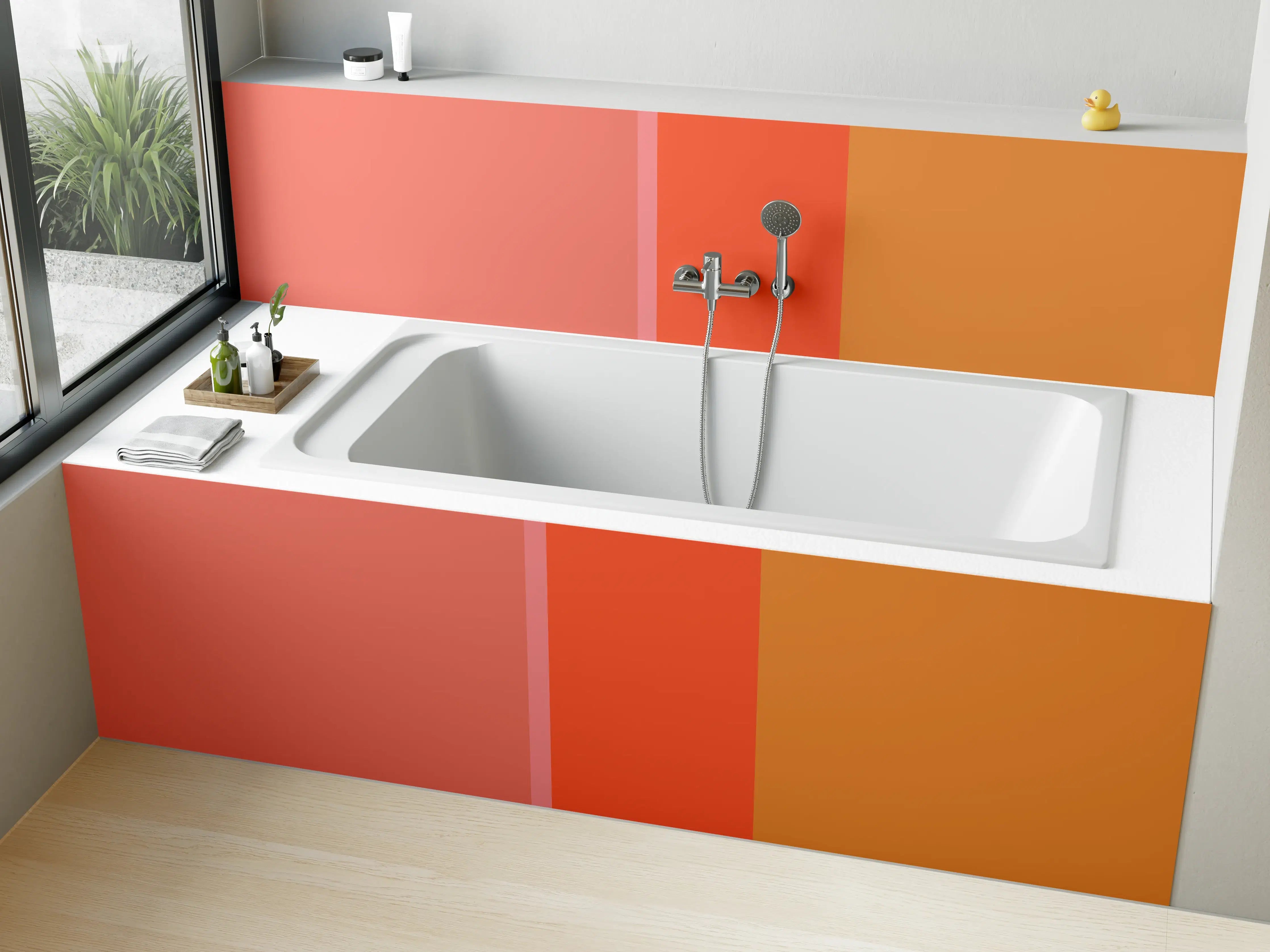 Badewannen-Rückwand - The Oranges - Vertical - Salmon