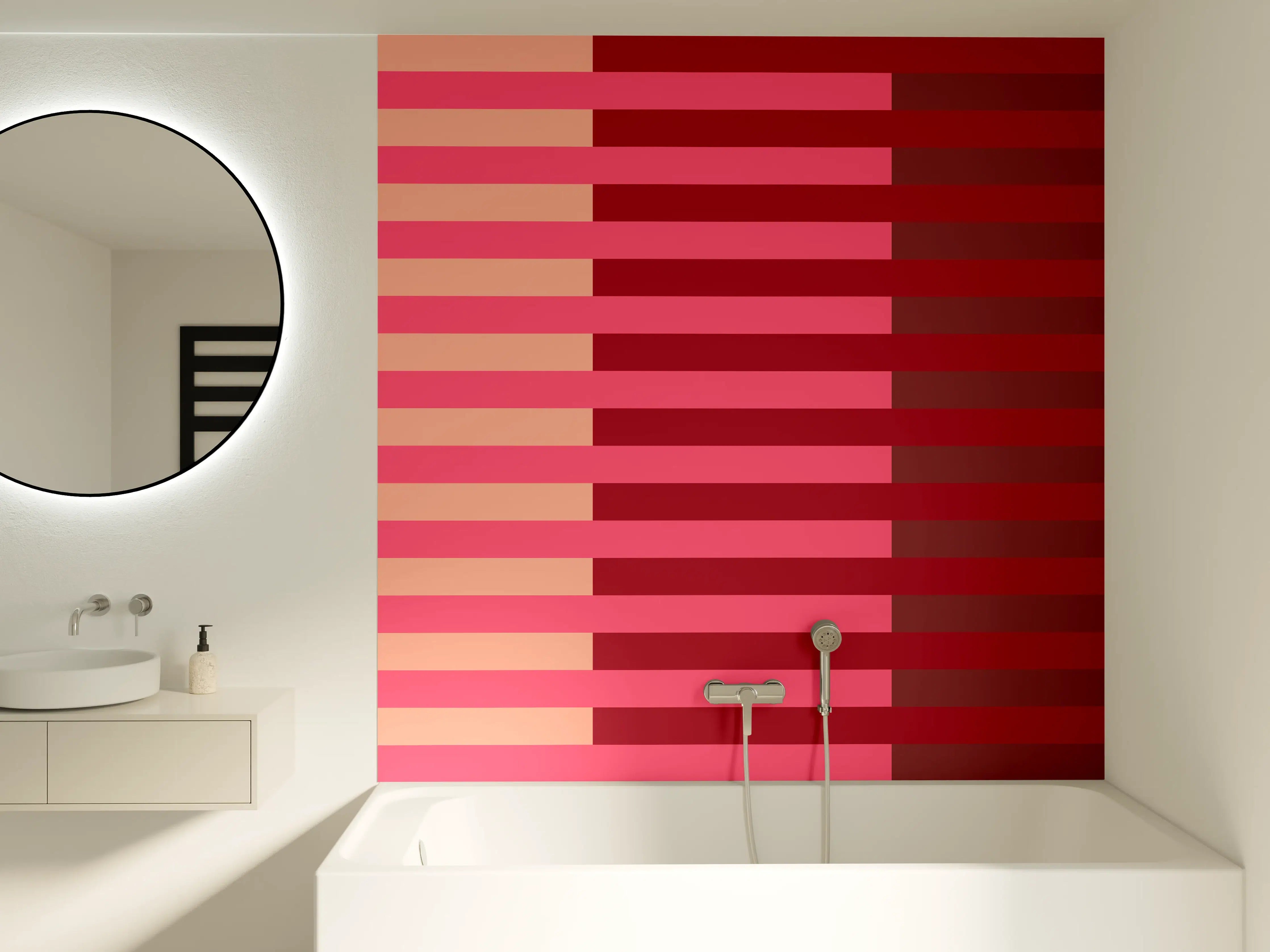Badewannen-Rückwand - The Reds - Multy Stripes - Cherry