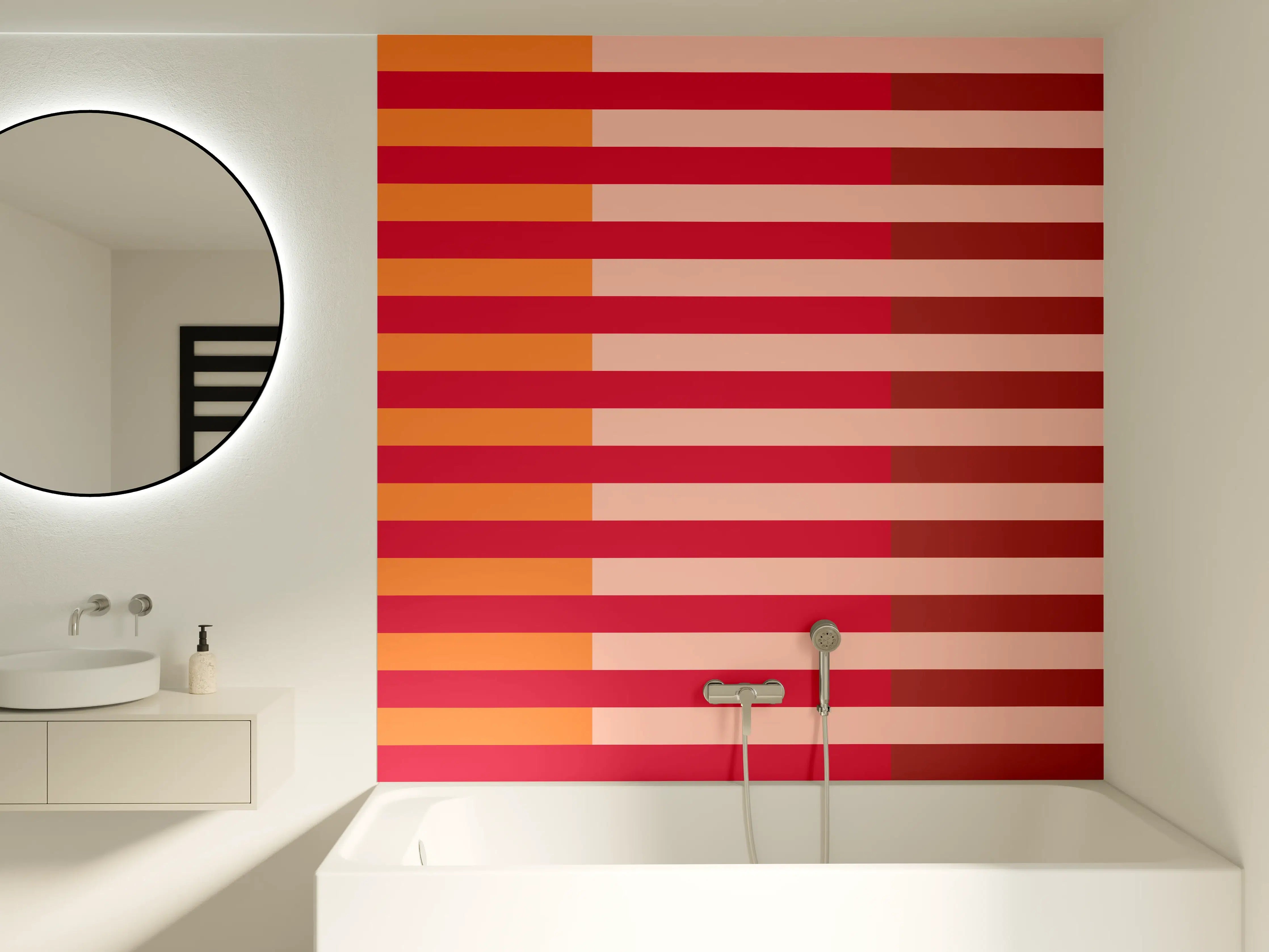 Badewannen-Rückwand - The Reds - Multy Stripes - Sangria