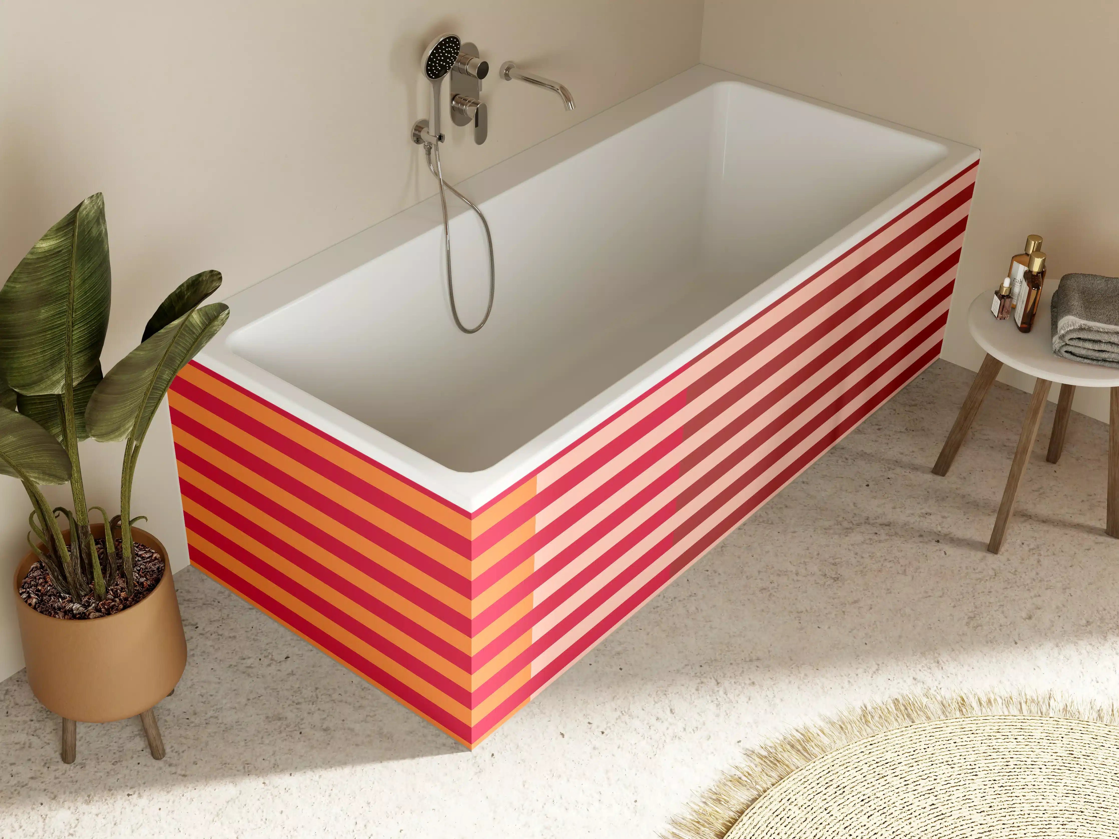 Badewannen-Rückwand - The Reds - Multy Stripes - Sangria