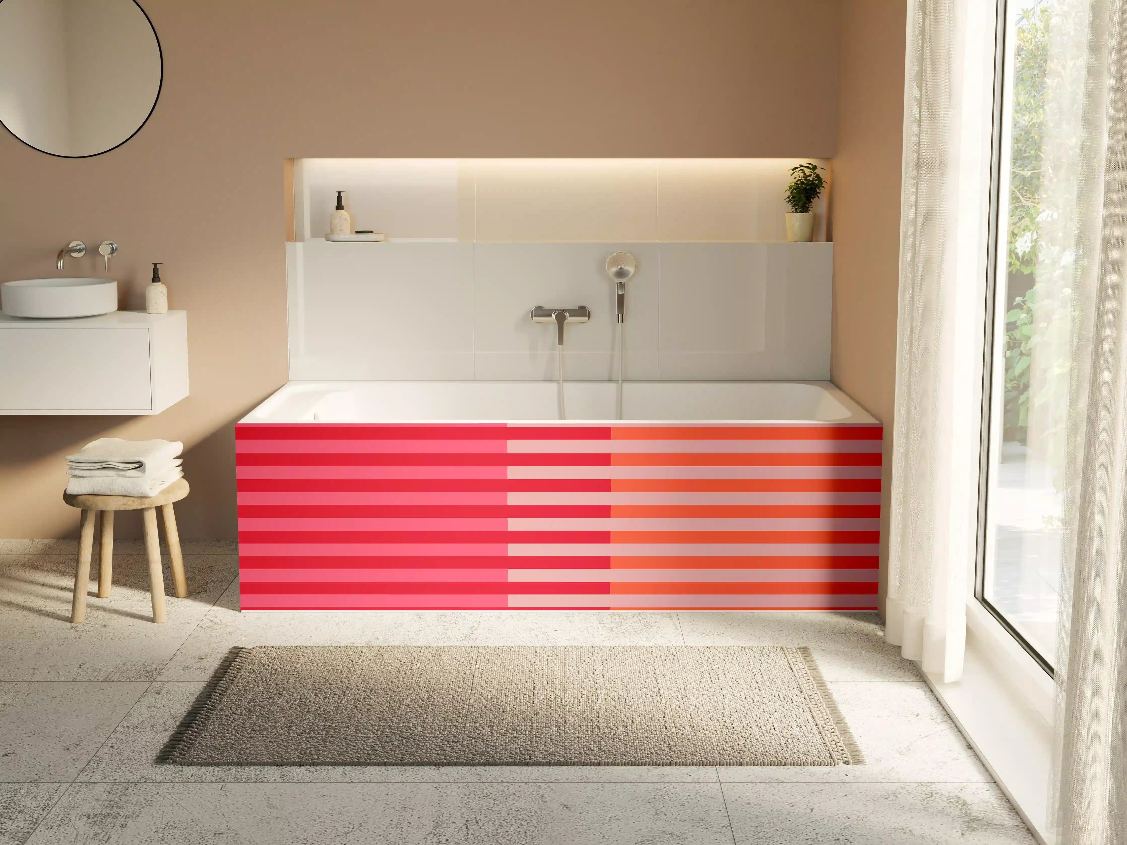 Badewannen-Rückwand - The Reds - Multy Stripes - Strawberry