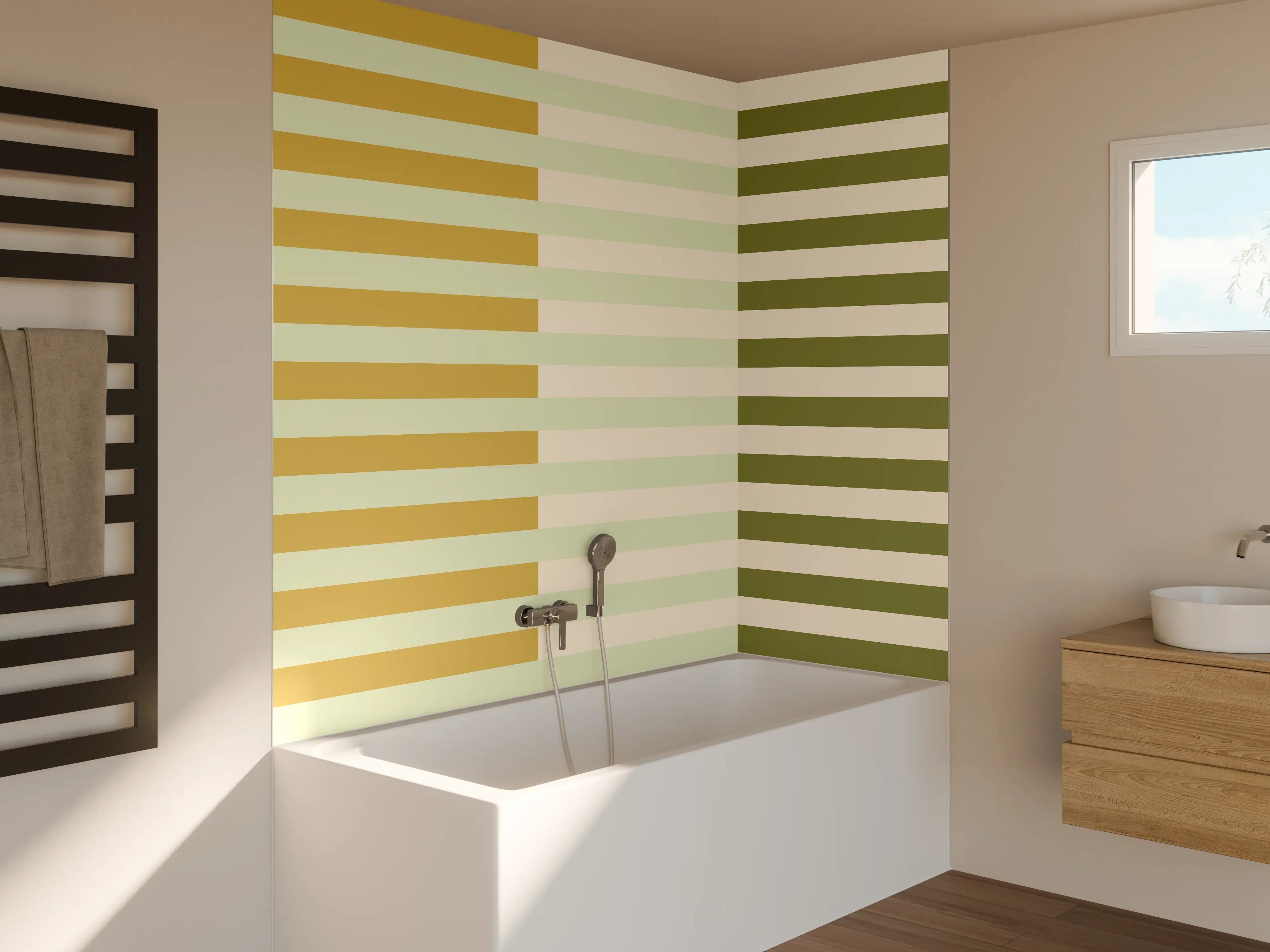 Badewannen-Rückwand - The Springs - Multy Stripes - Birch