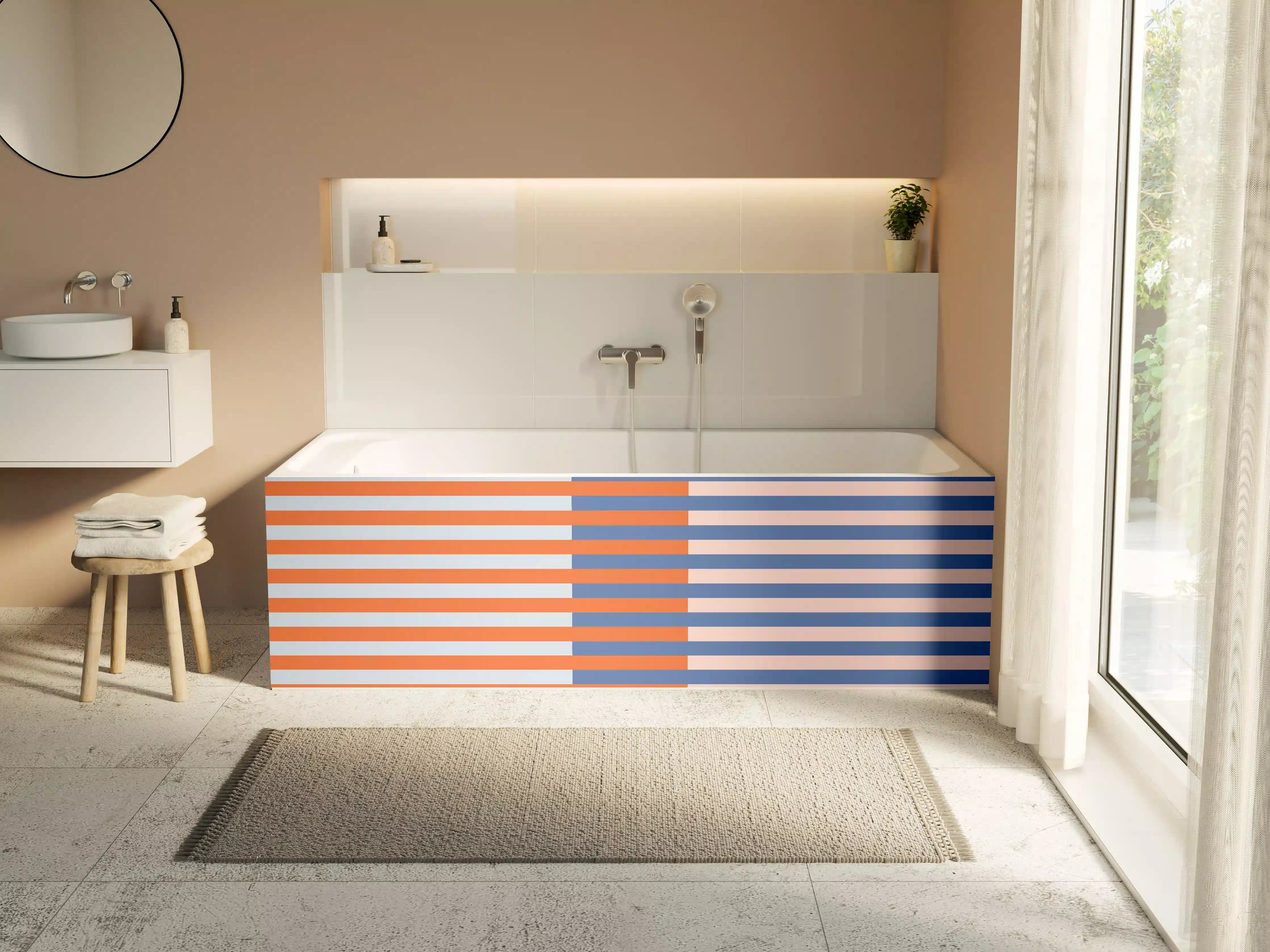 Badewannen-Rückwand - The Springs - Multy Stripes - Crocus