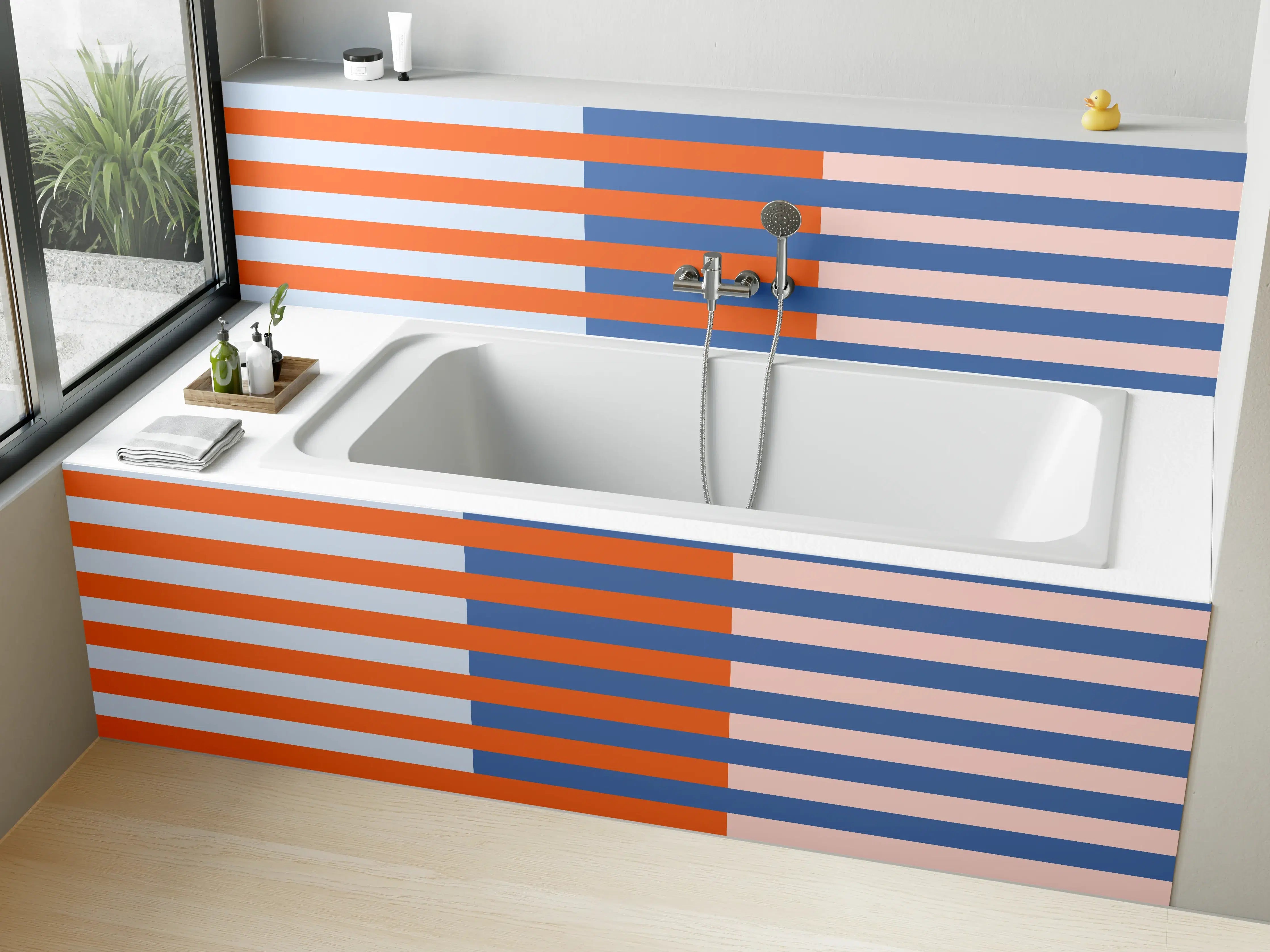 Badewannen-Rückwand - The Springs - Multy Stripes - Crocus