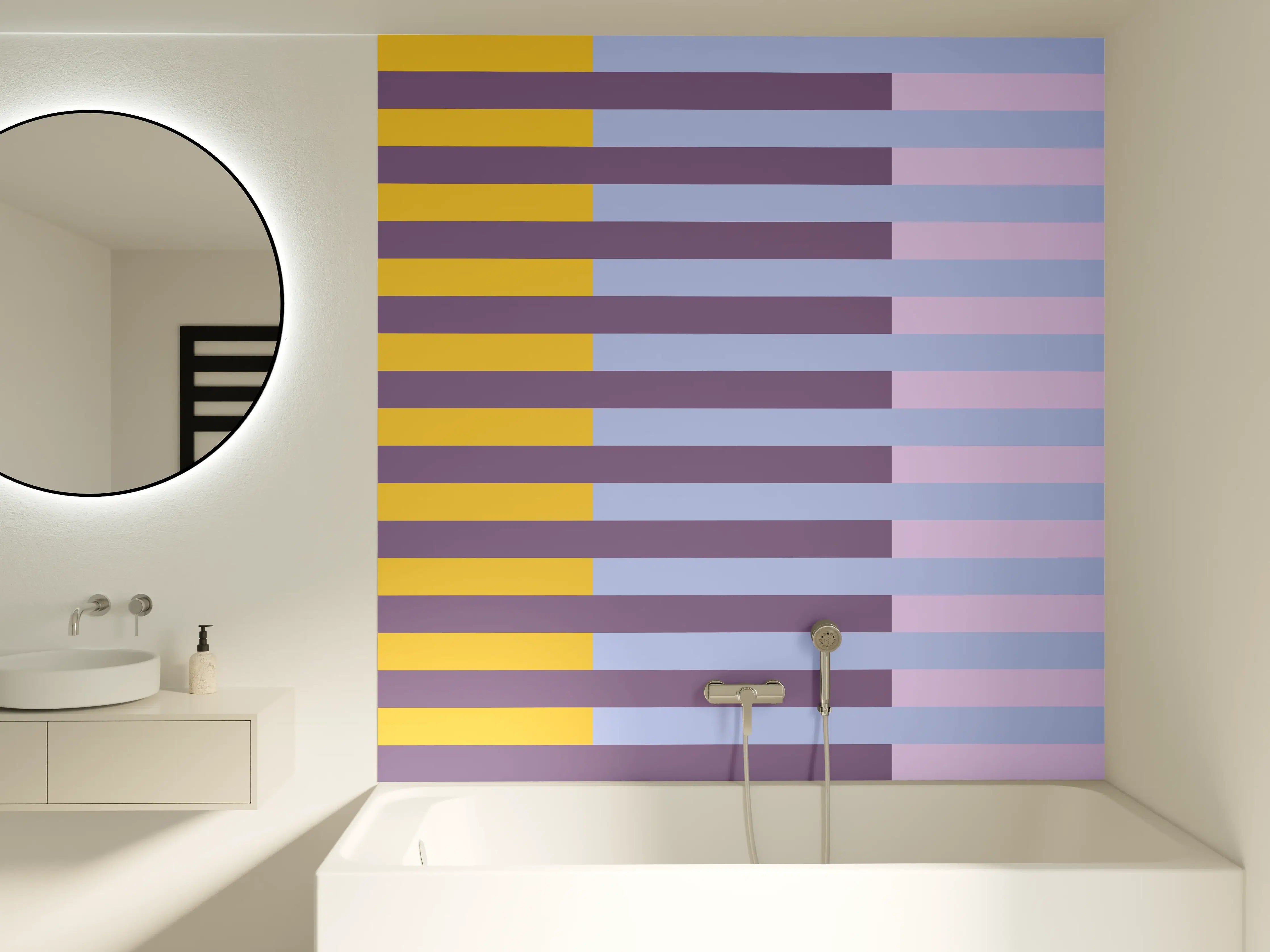 Badewannen-Rückwand - The Springs - Multy Stripes - Lilac