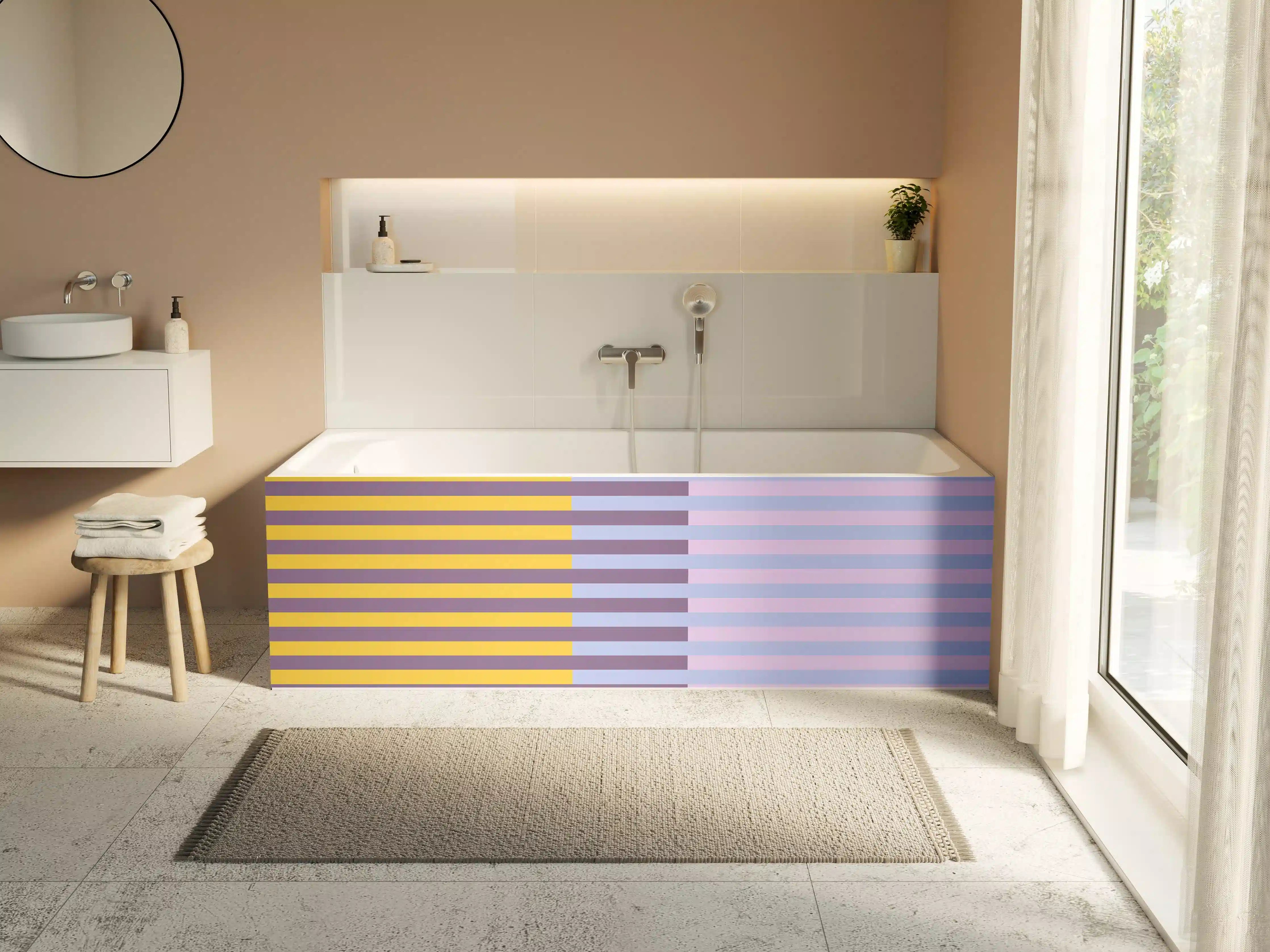 Badewannen-Rückwand - The Springs - Multy Stripes - Lilac