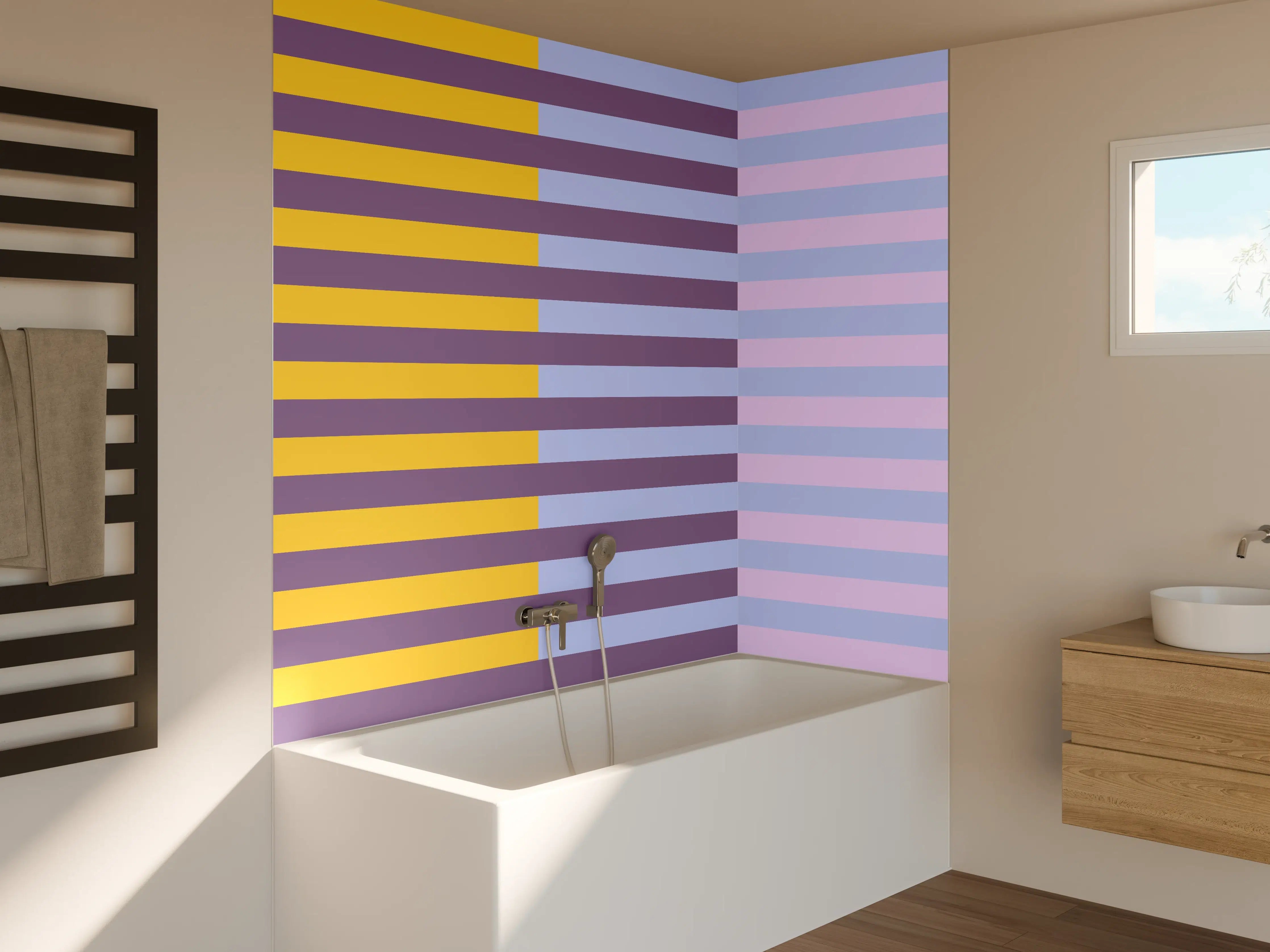 Badewannen-Rückwand - The Springs - Multy Stripes - Lilac
