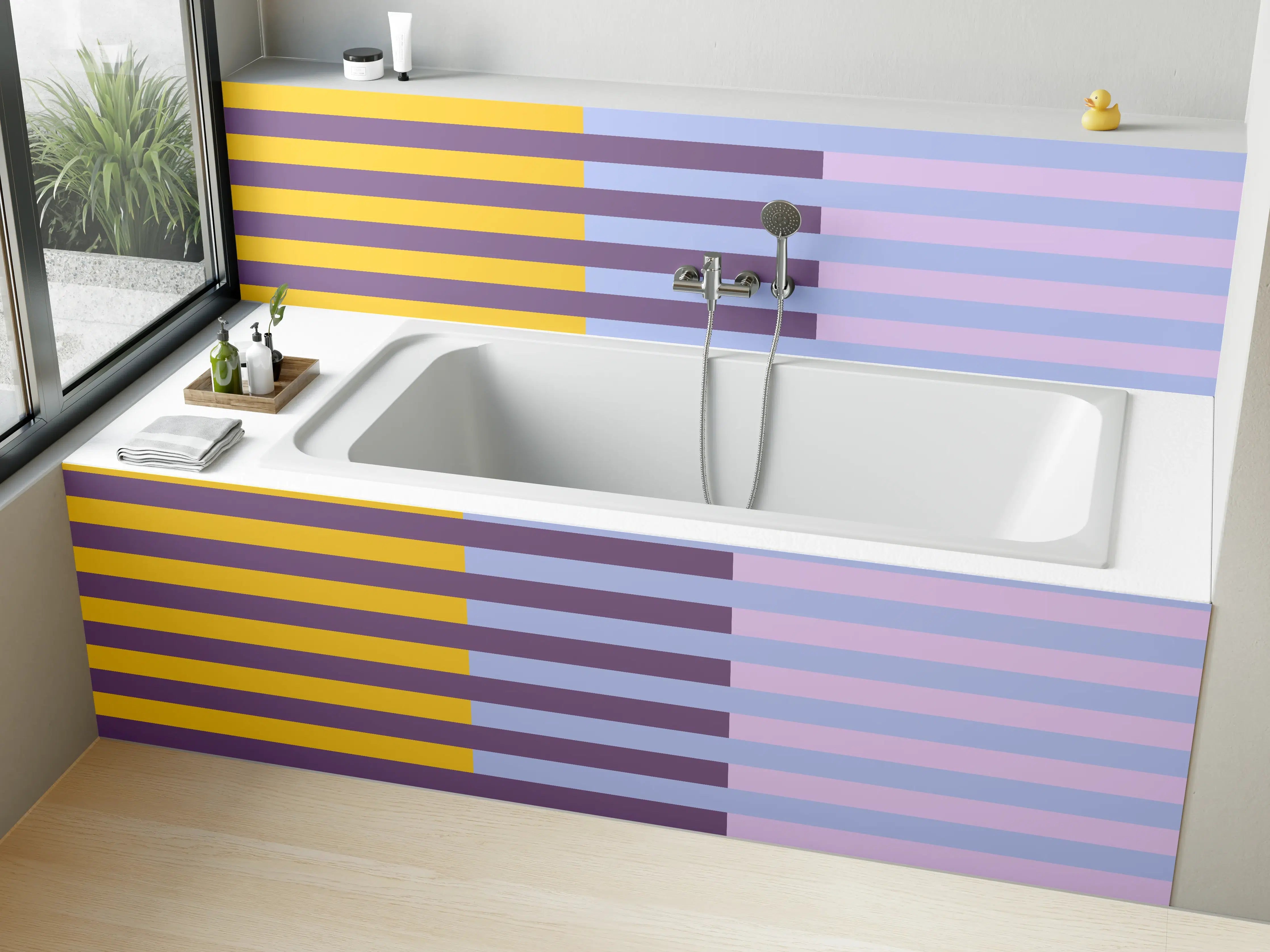 Badewannen-Rückwand - The Springs - Multy Stripes - Lilac