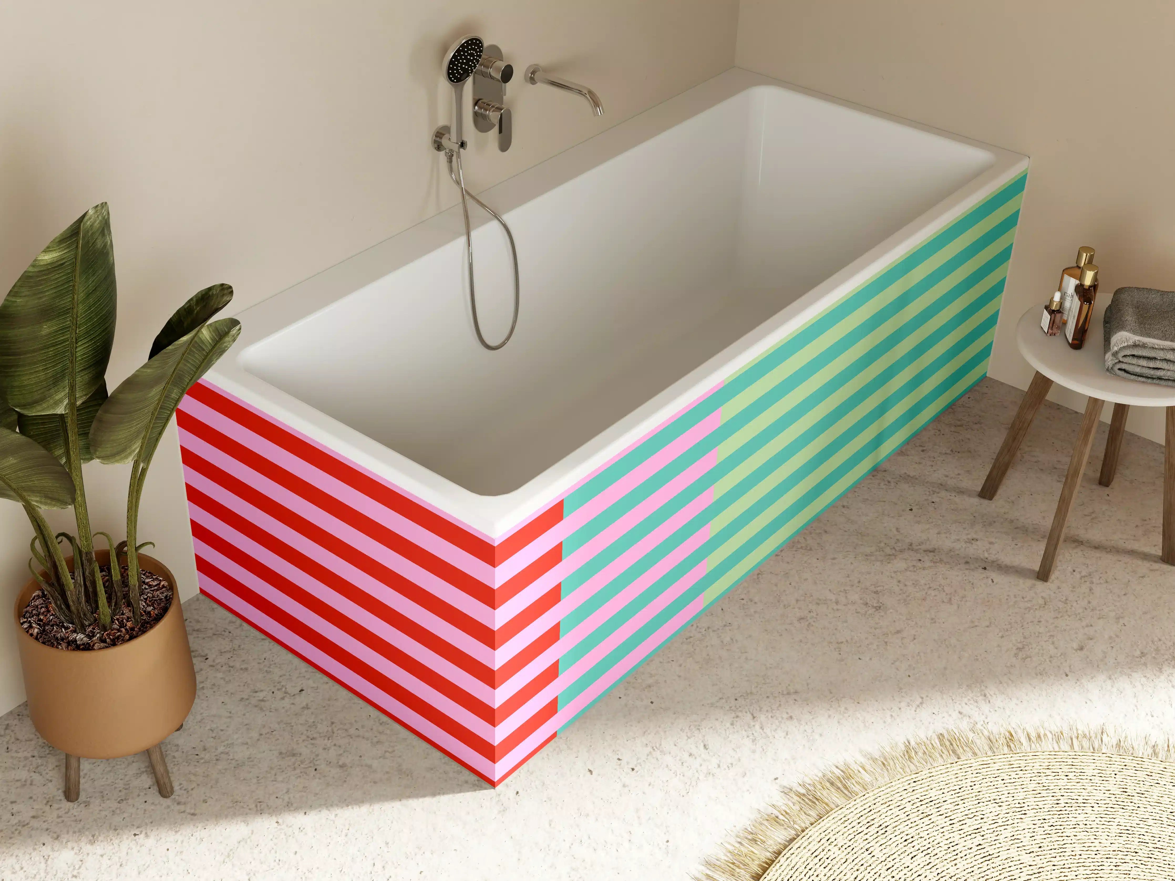 Badewannen-Rückwand - The Springs - Multy Stripes - Peony