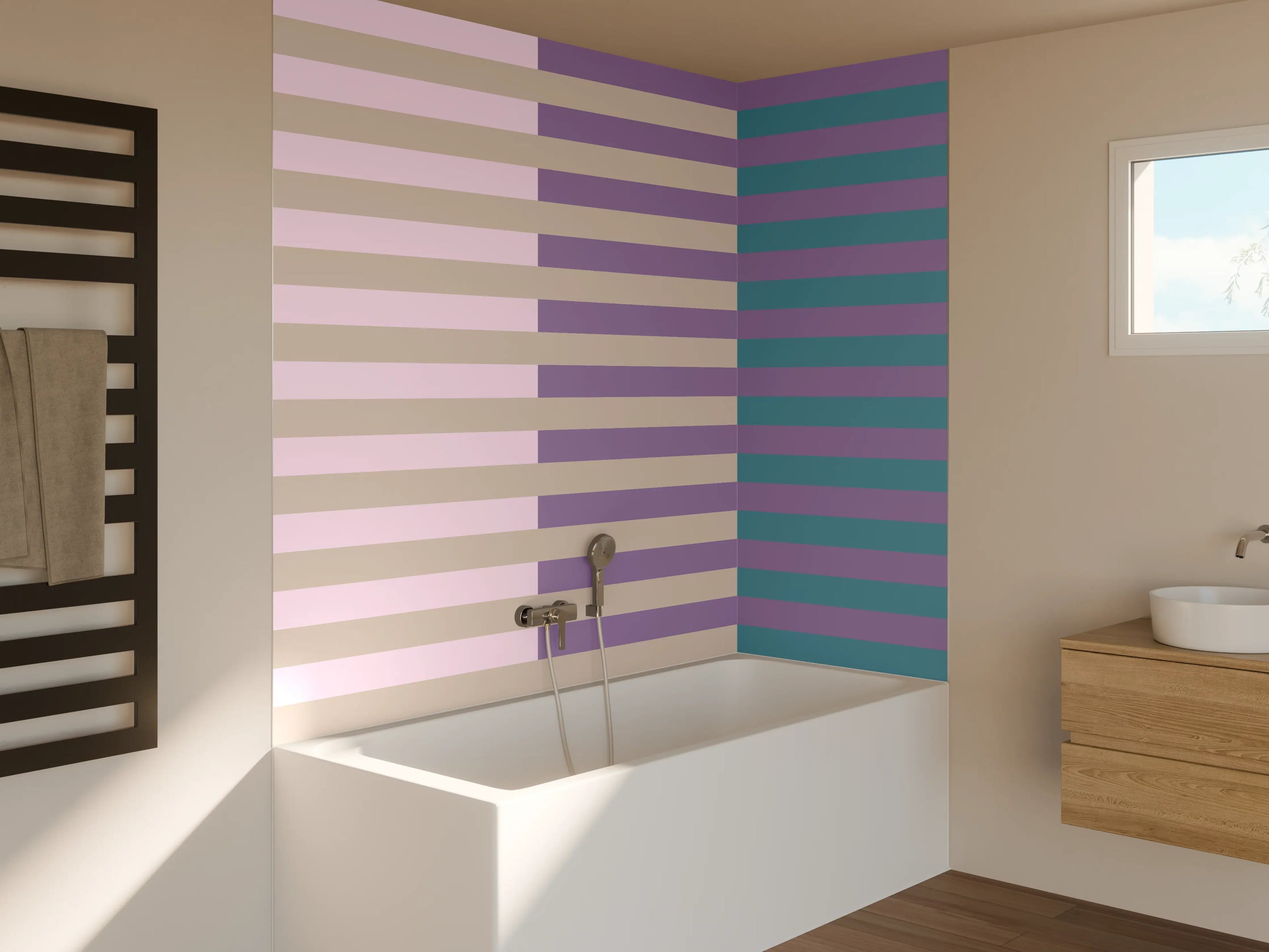 Badewannen-Rückwand - The Vintages - Multy Stripes - Daphne