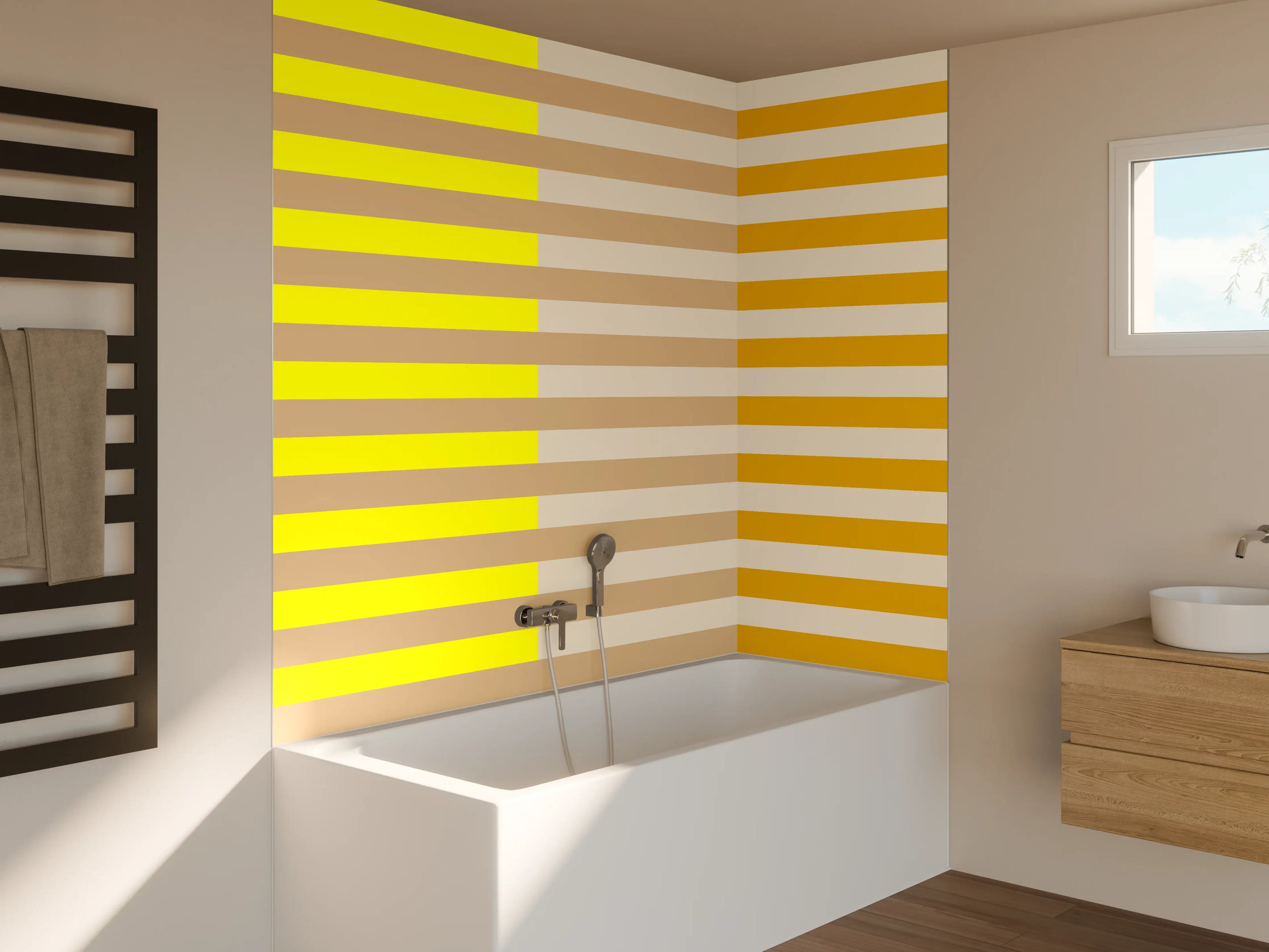Badewannen-Rückwand - The Yellows - Multy Stripes - Buttercup