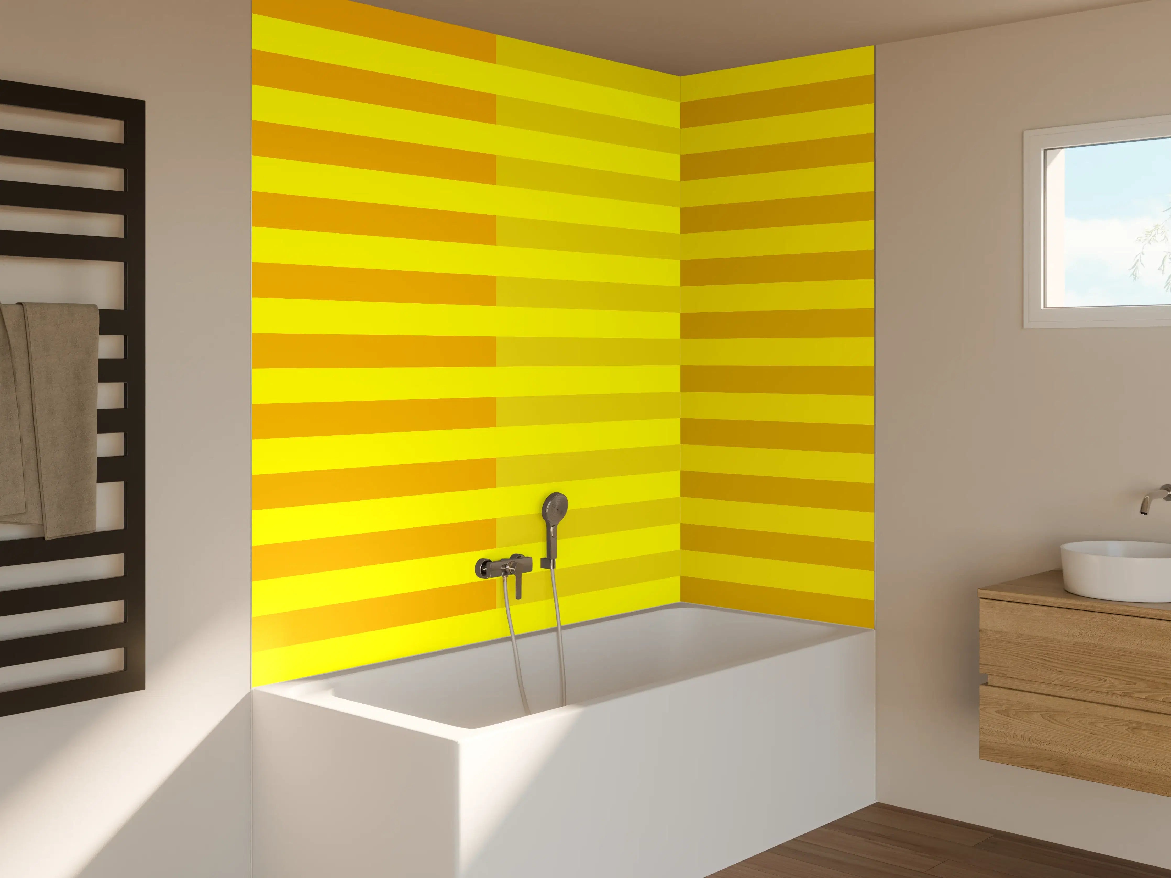 Badewannen-Rückwand - The Yellows - Multy Stripes - Lemon