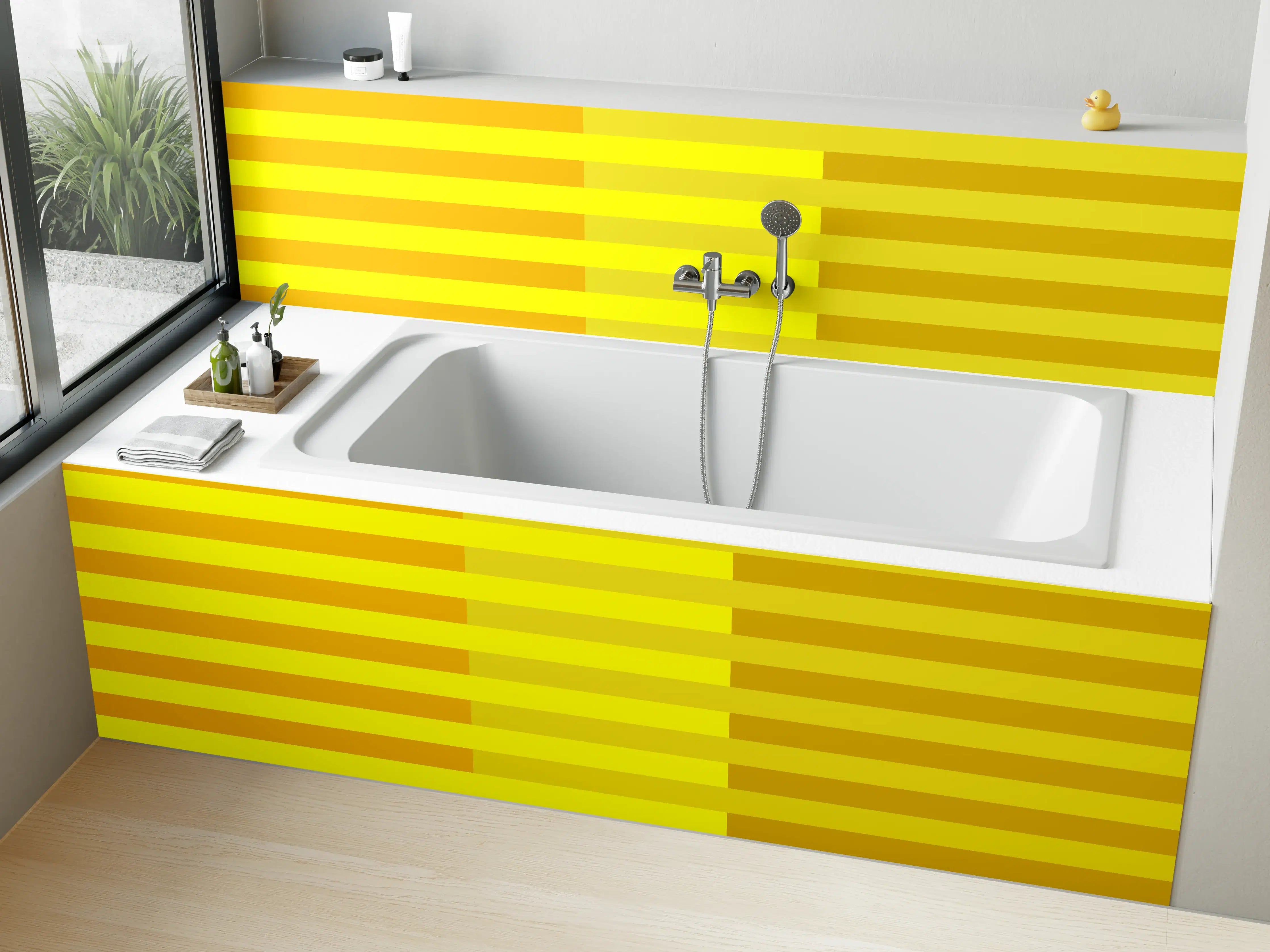 Badewannen-Rückwand - The Yellows - Multy Stripes - Lemon