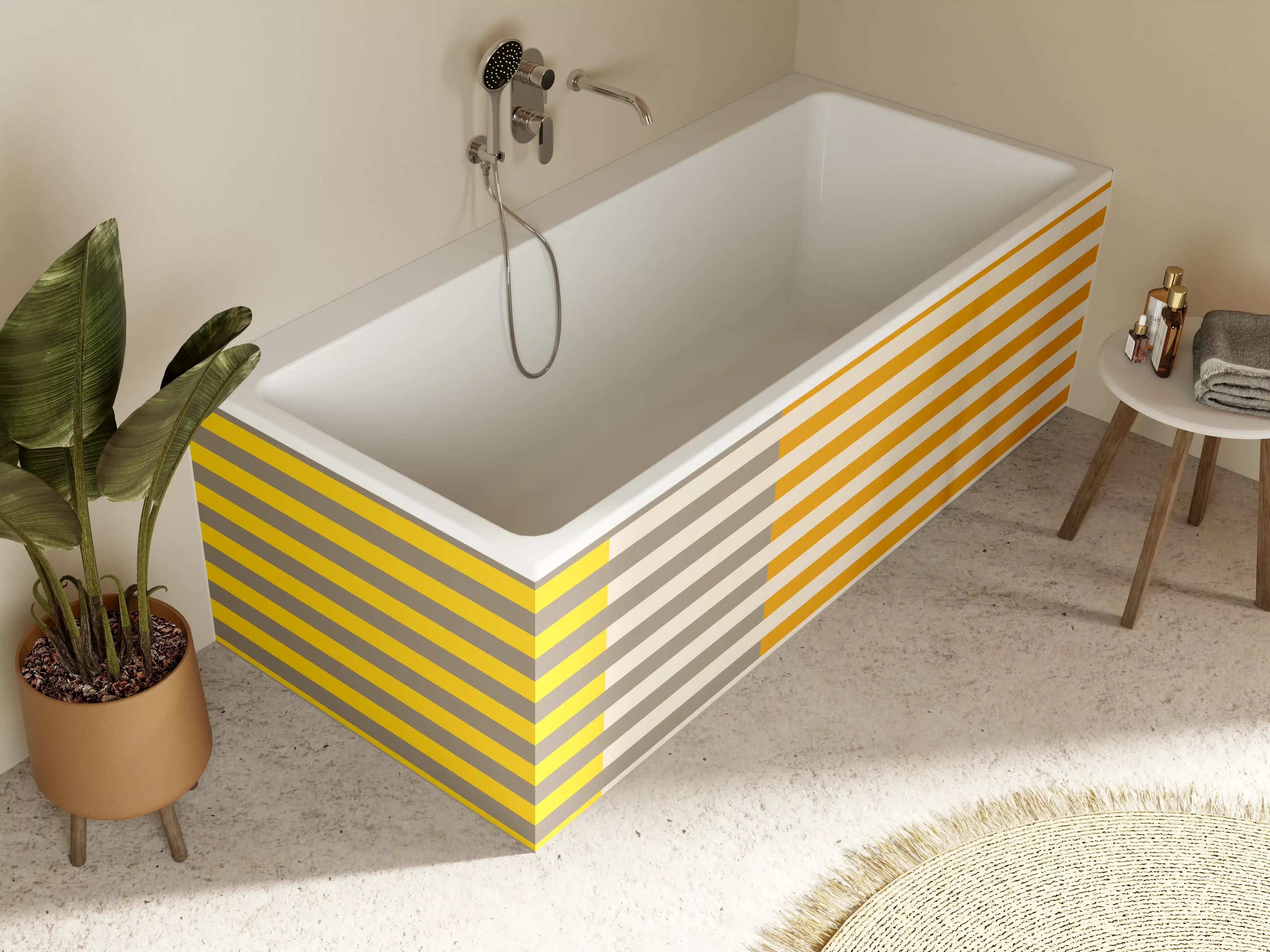Badewannen-Rückwand - The Yellows - Multy Stripes - Saffron
