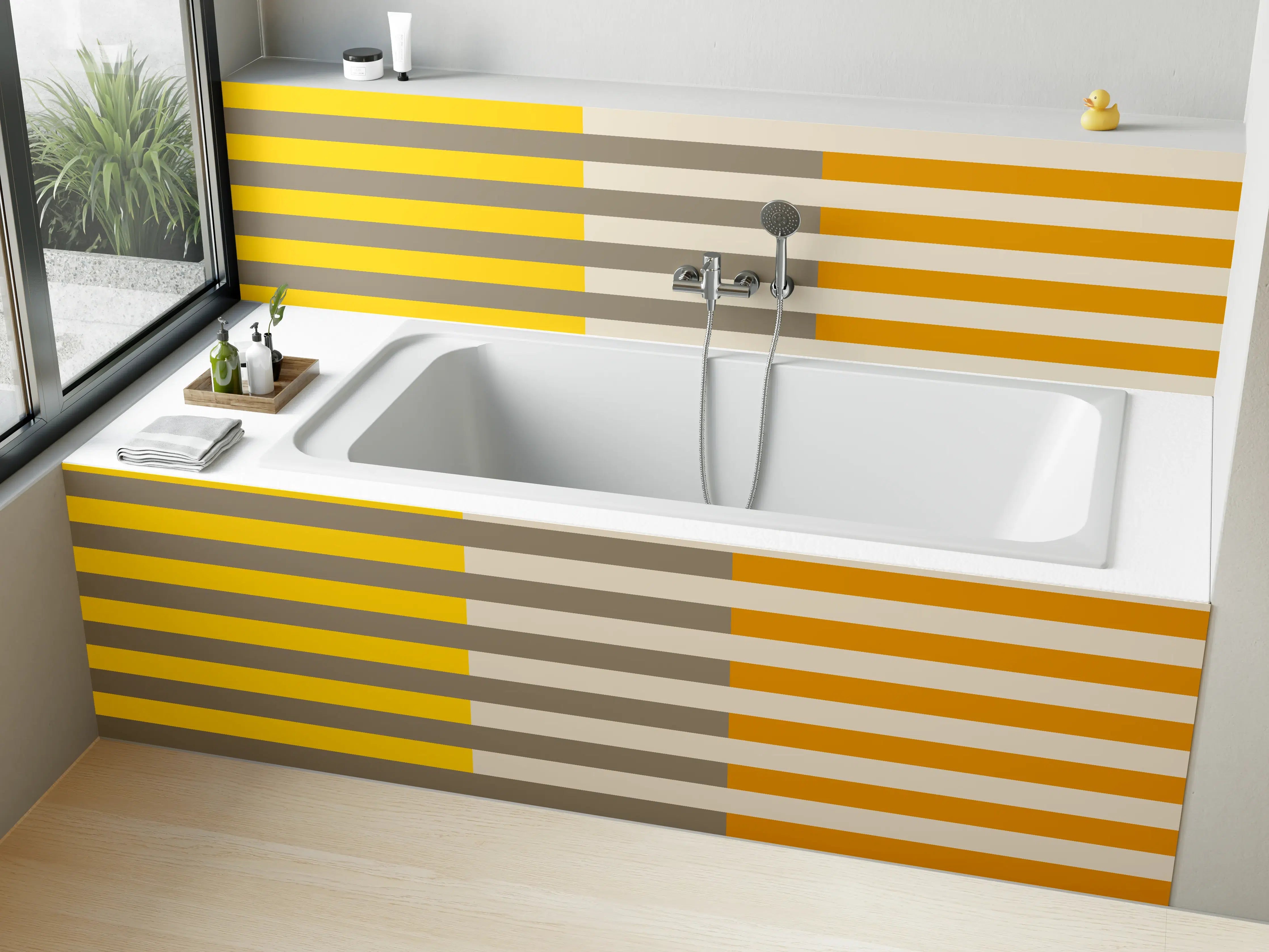 Badewannen-Rückwand - The Yellows - Multy Stripes - Saffron