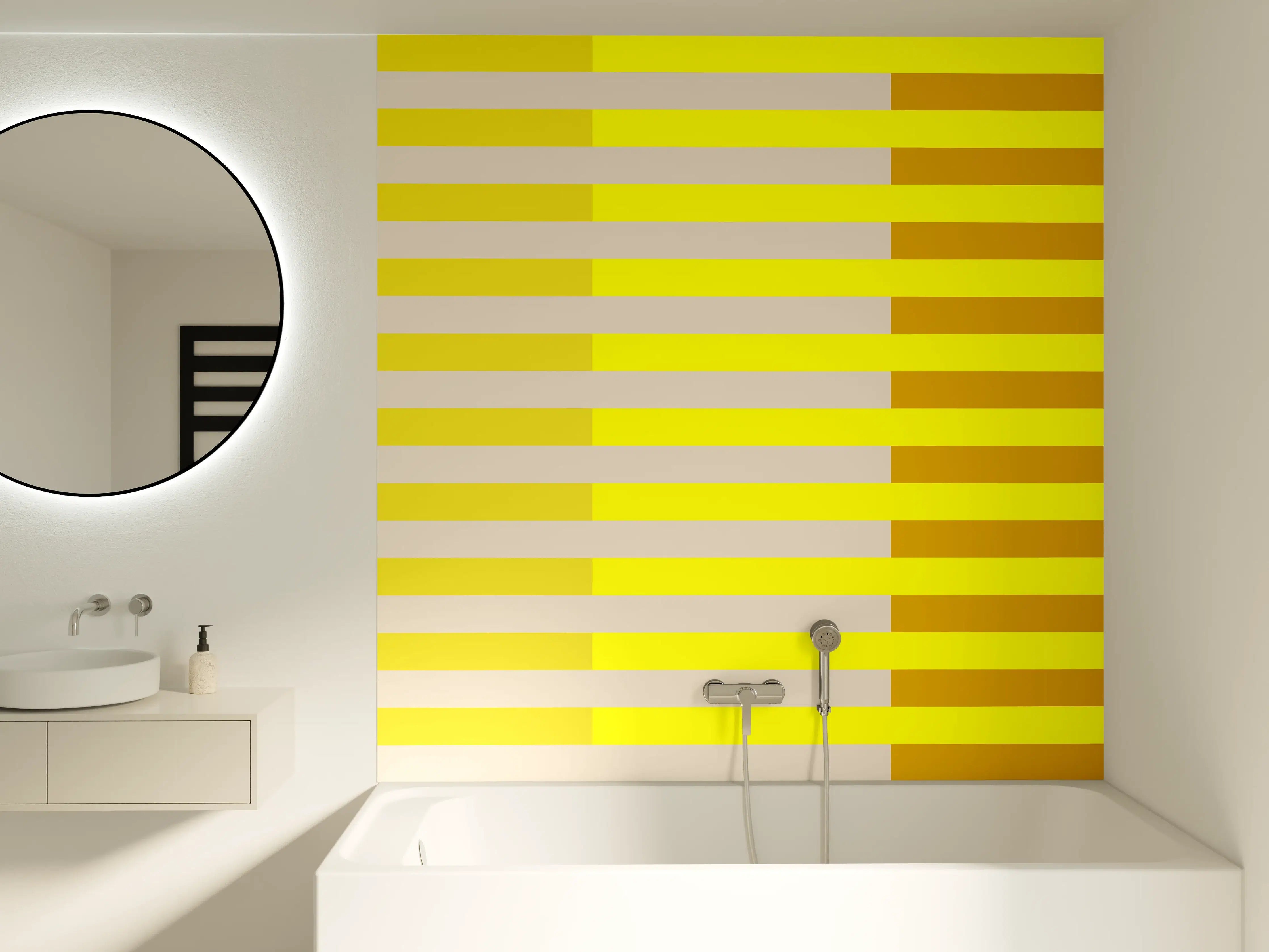 Badewannen-Rückwand - The Yellows - Multy Stripes - Vanilla
