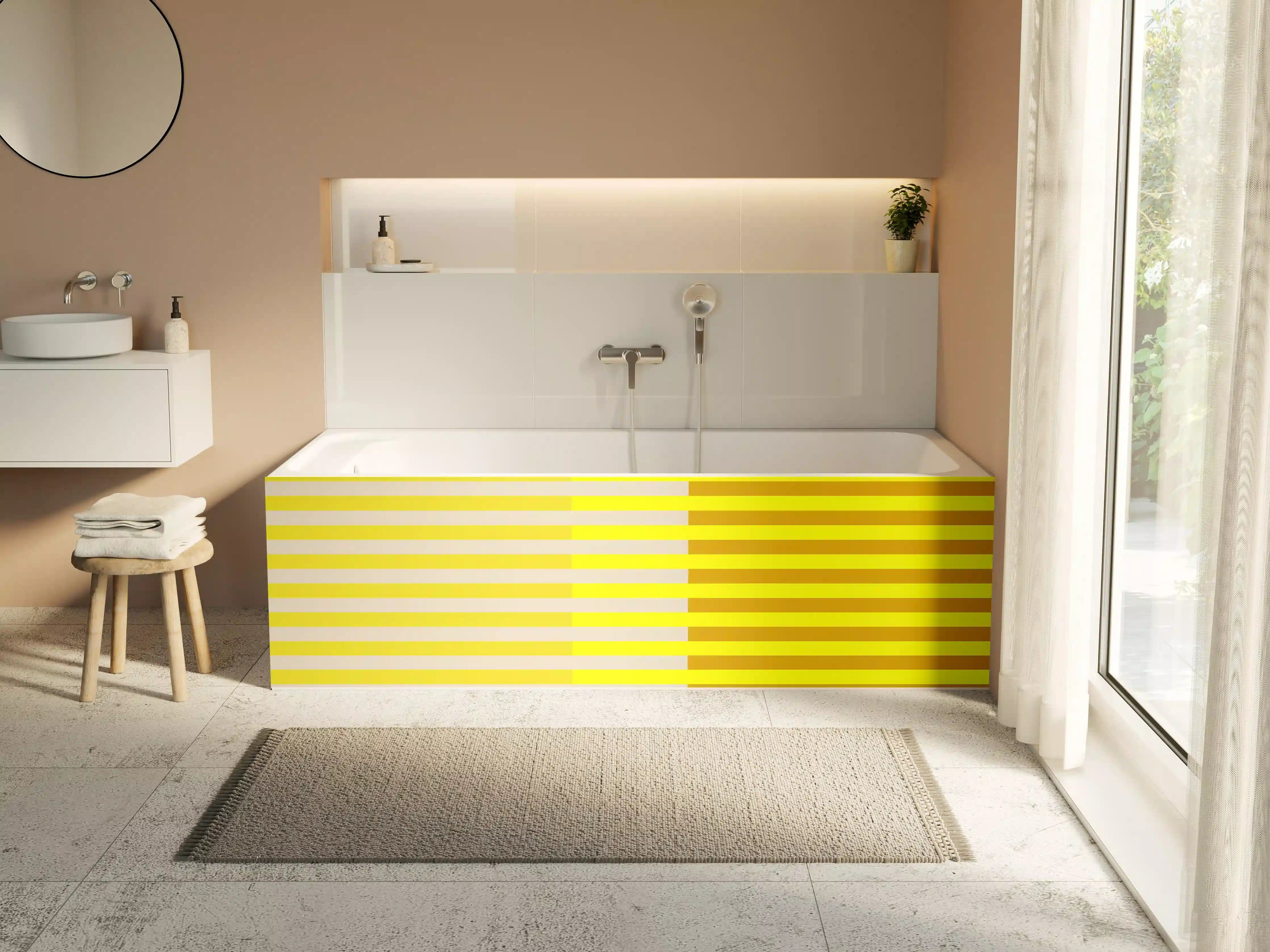 Badewannen-Rückwand - The Yellows - Multy Stripes - Vanilla