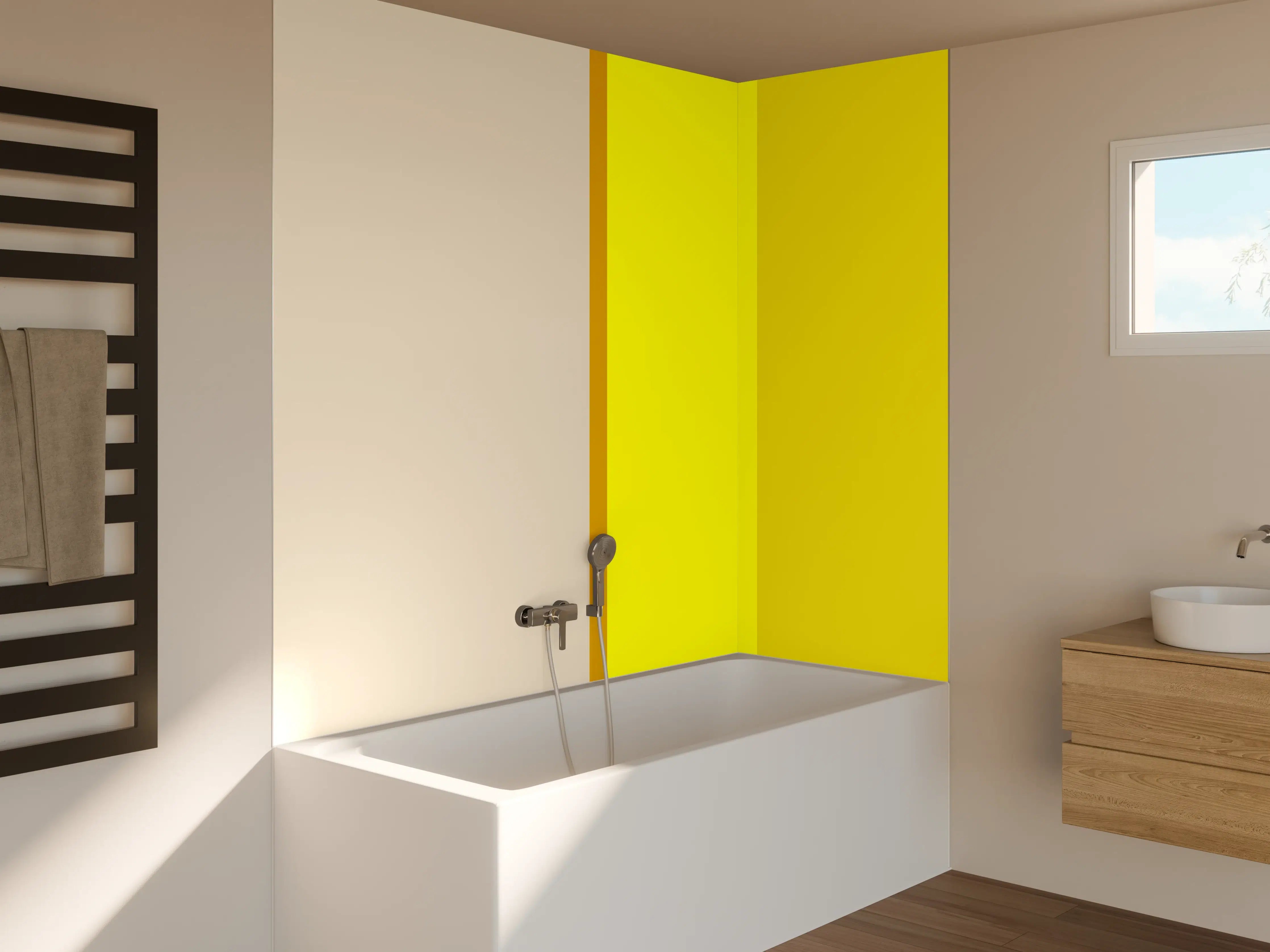 Badewannen-Rückwand - The Yellows - Vertical - Vanilla