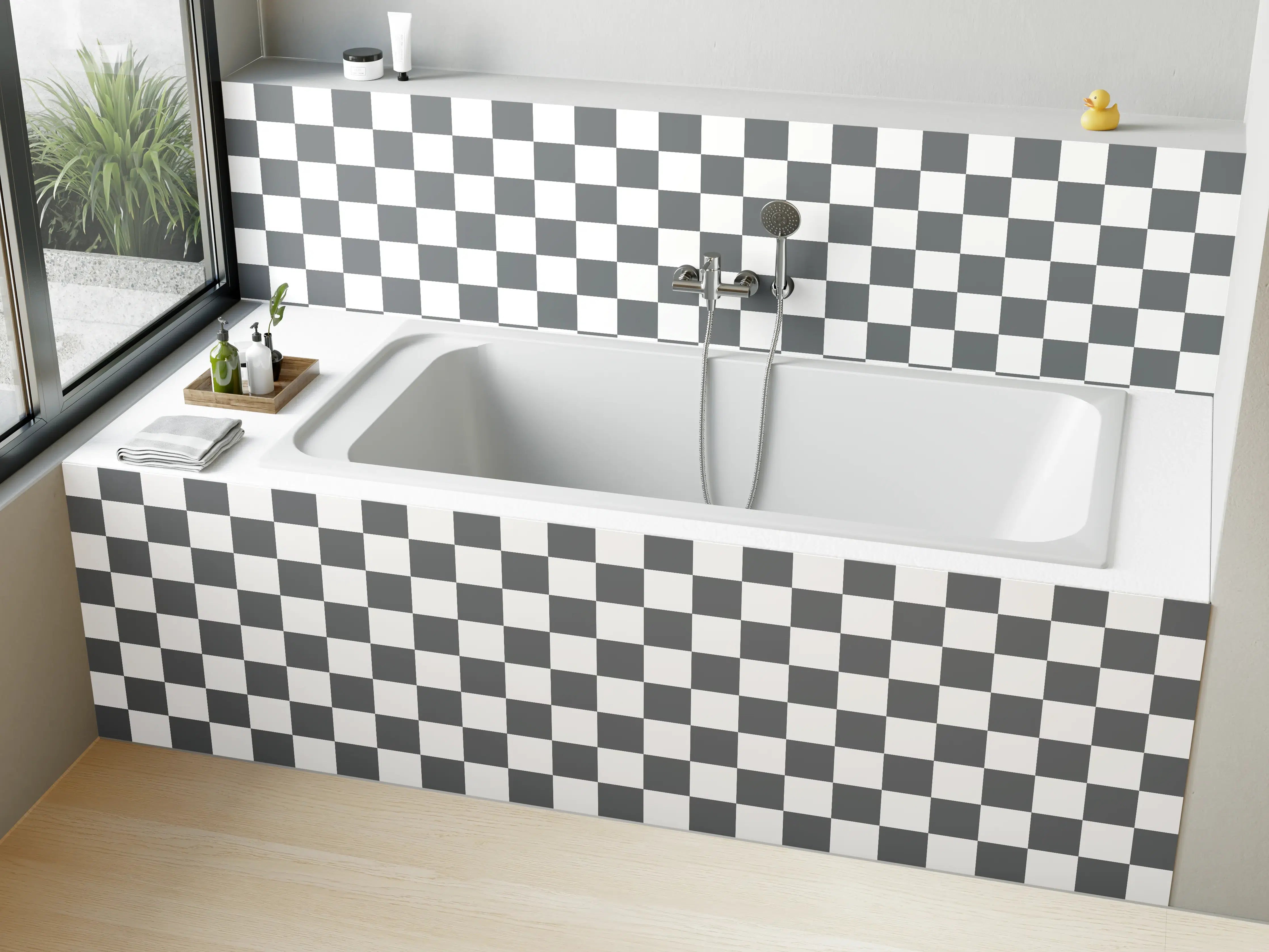 Badewannen-Rückwand - Transparente Glasvase mit Blume