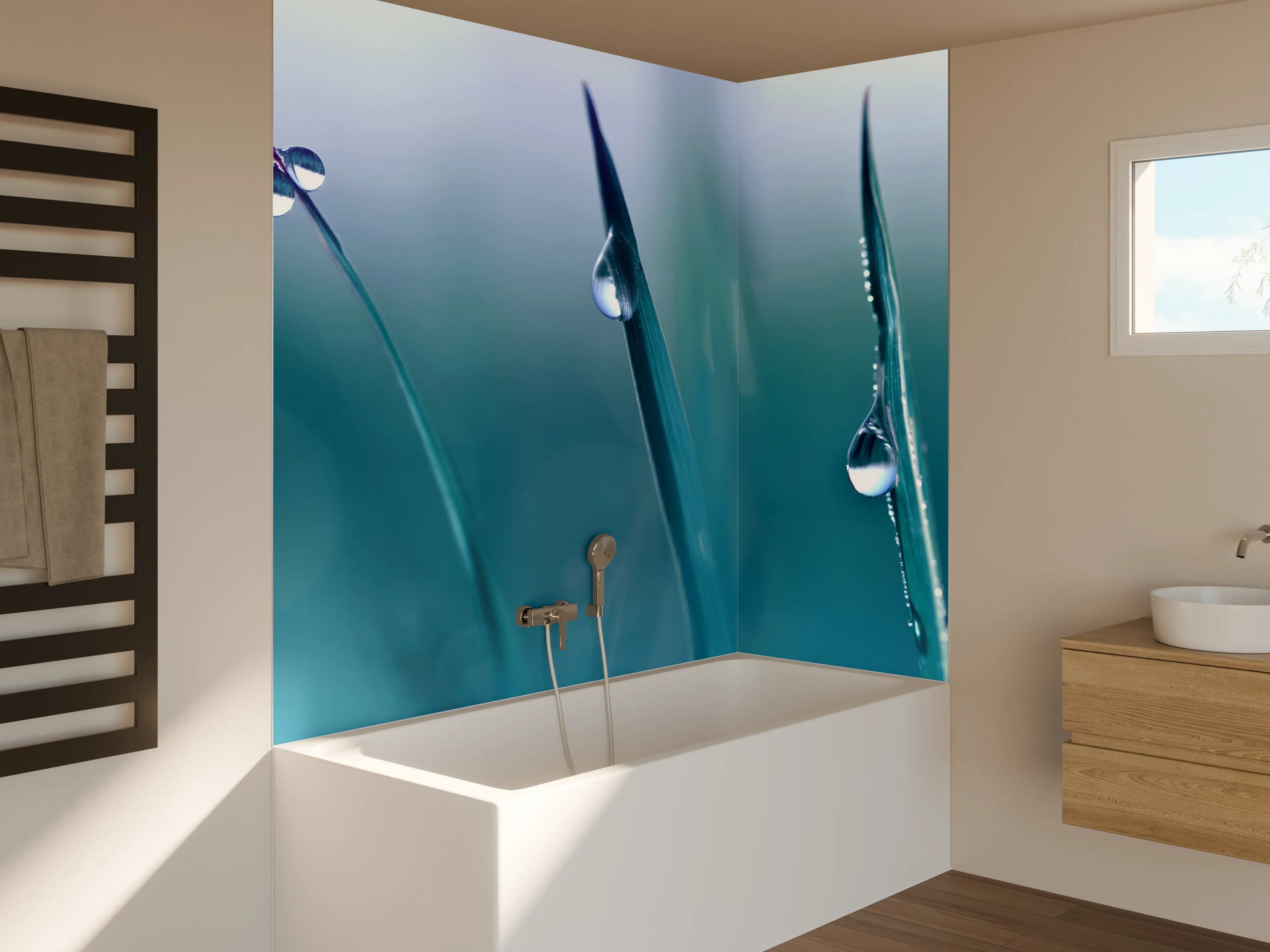 Badewannen-Rückwand - Transparente Tautropfen