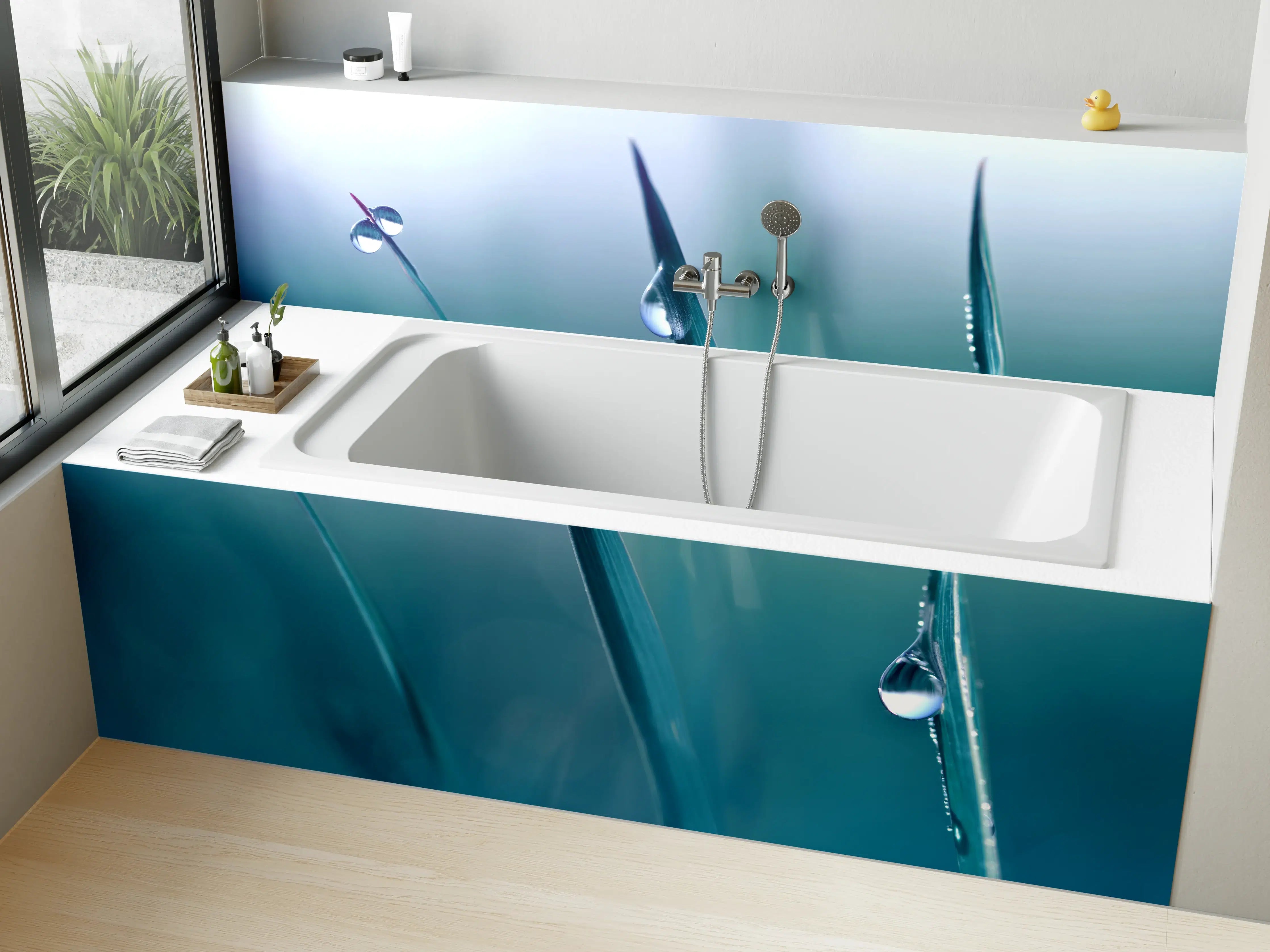 Badewannen-Rückwand - Transparente Tautropfen
