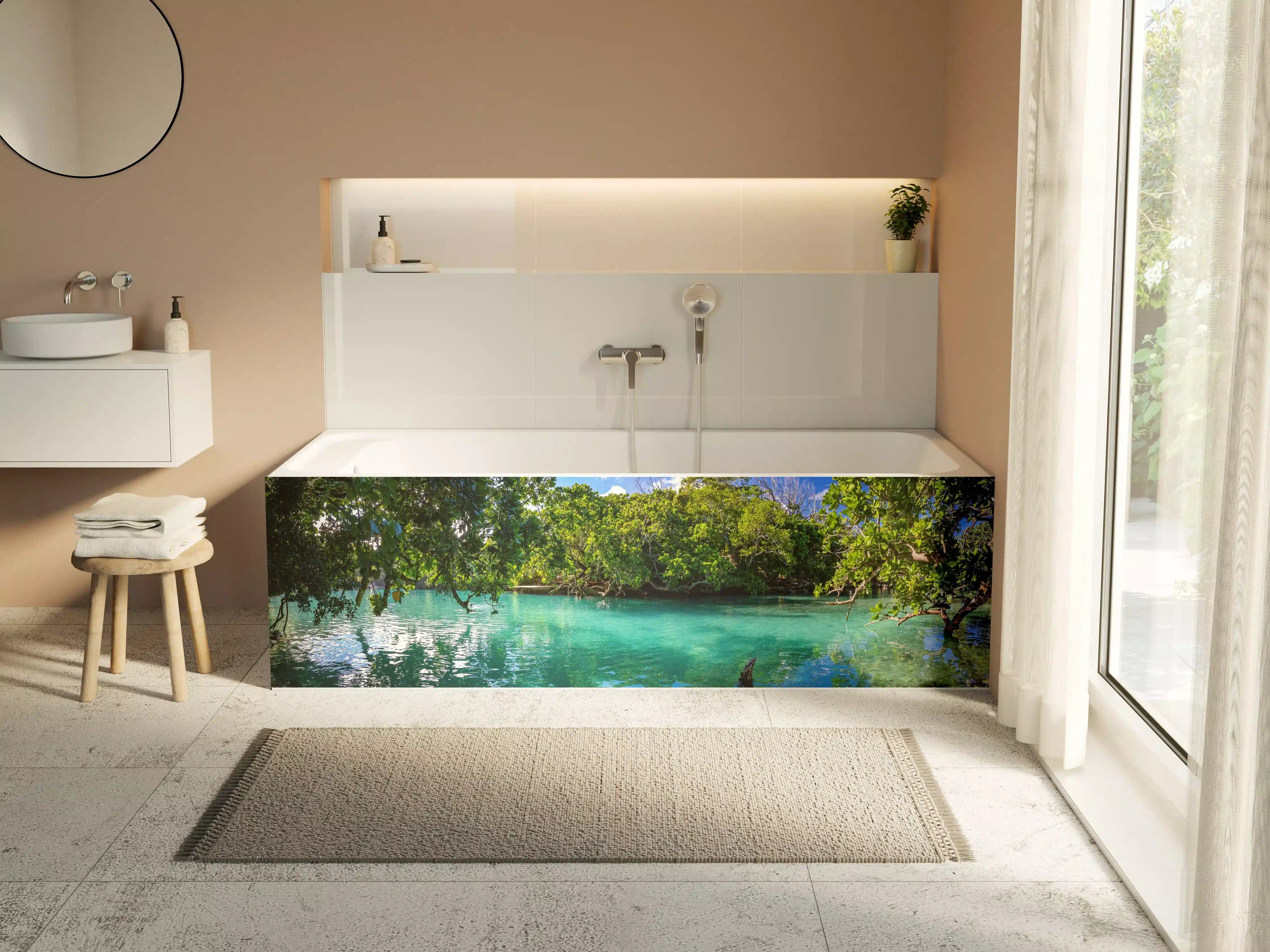 Badewannen-Rückwand - Traumhafter See im Wald - Indonesien