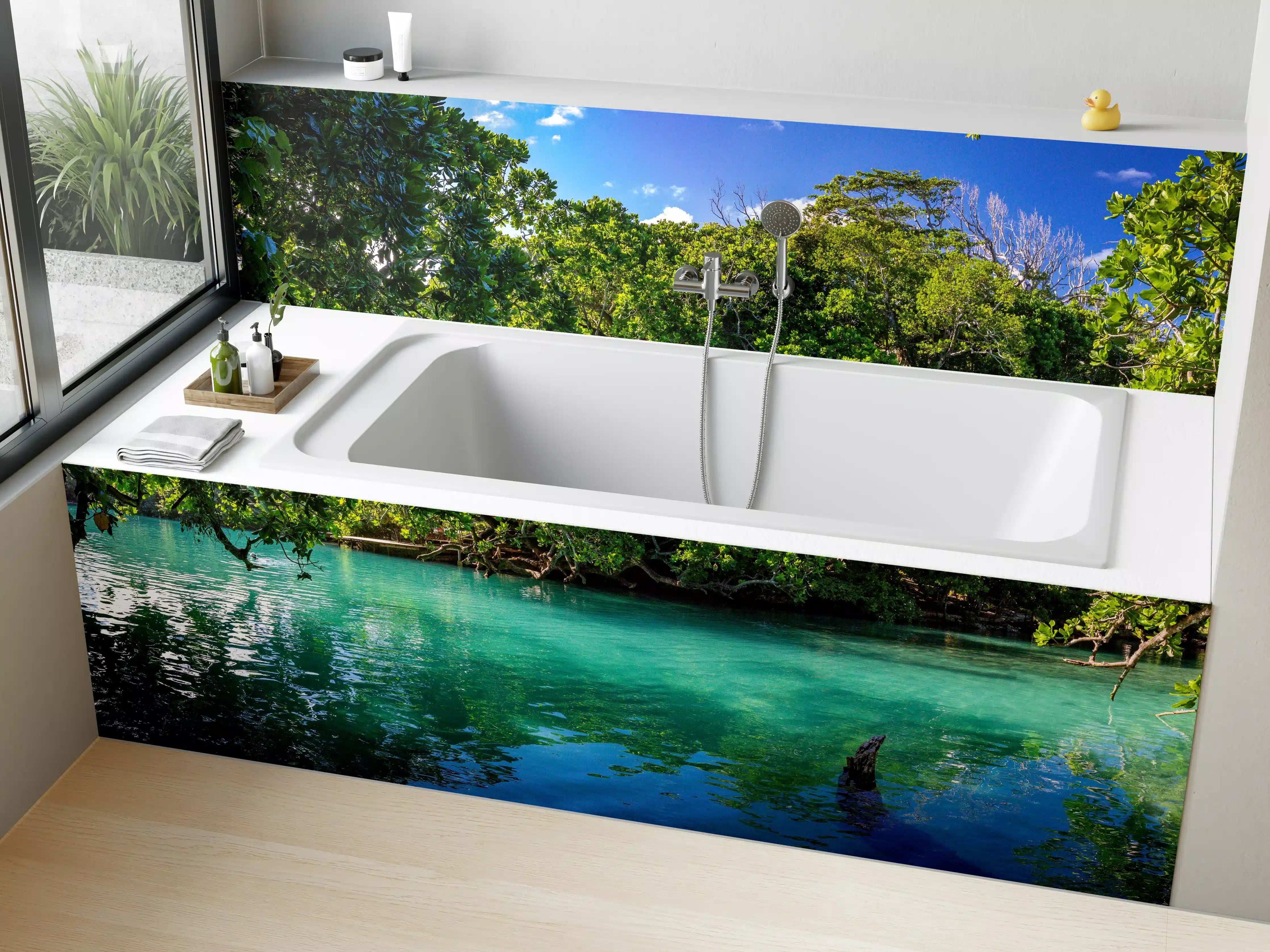 Badewannen-Rückwand - Traumhafter See im Wald - Indonesien