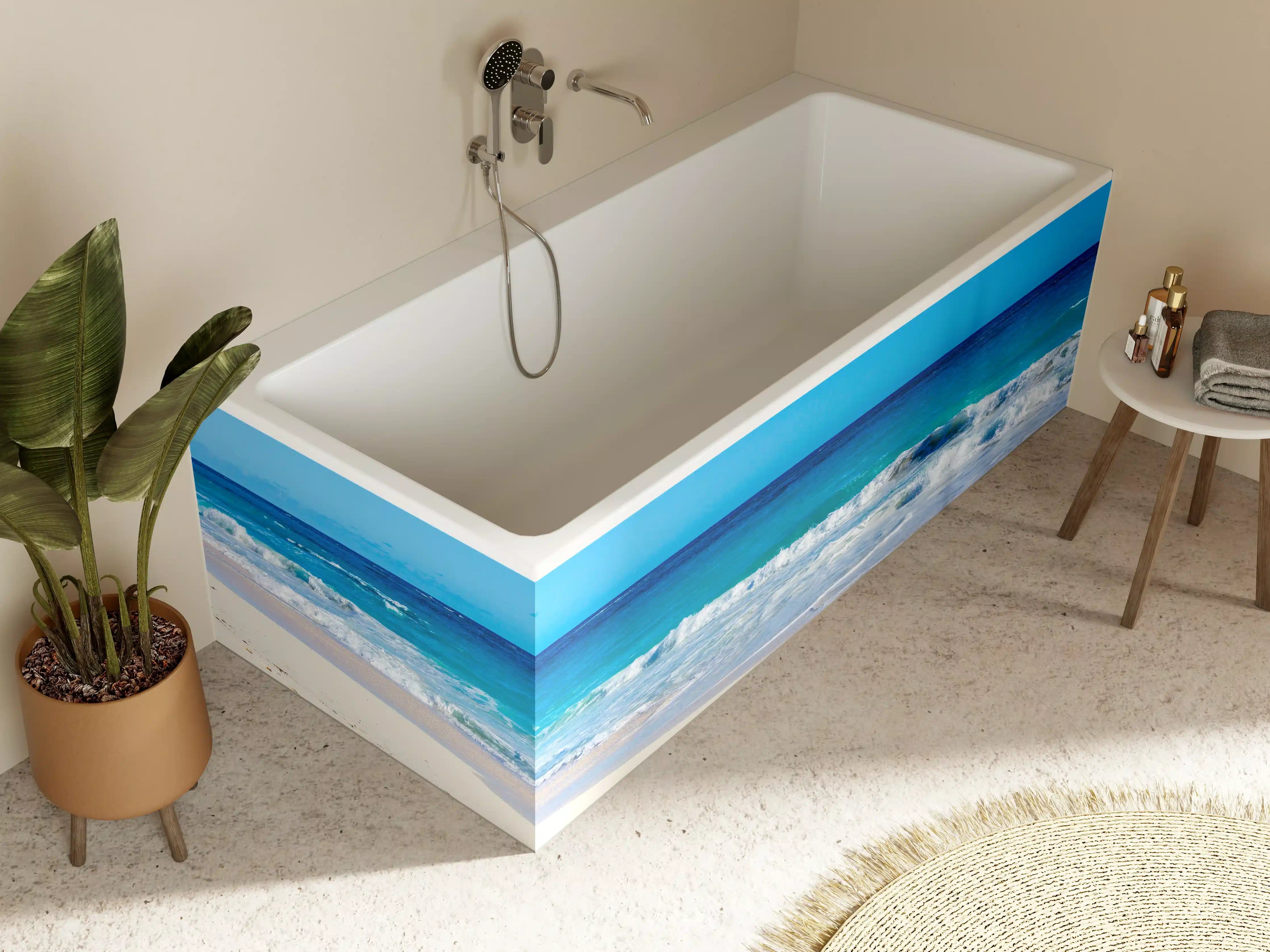 Badewannen-Rückwand - Traumhafter Strand mit klarem Wasser
