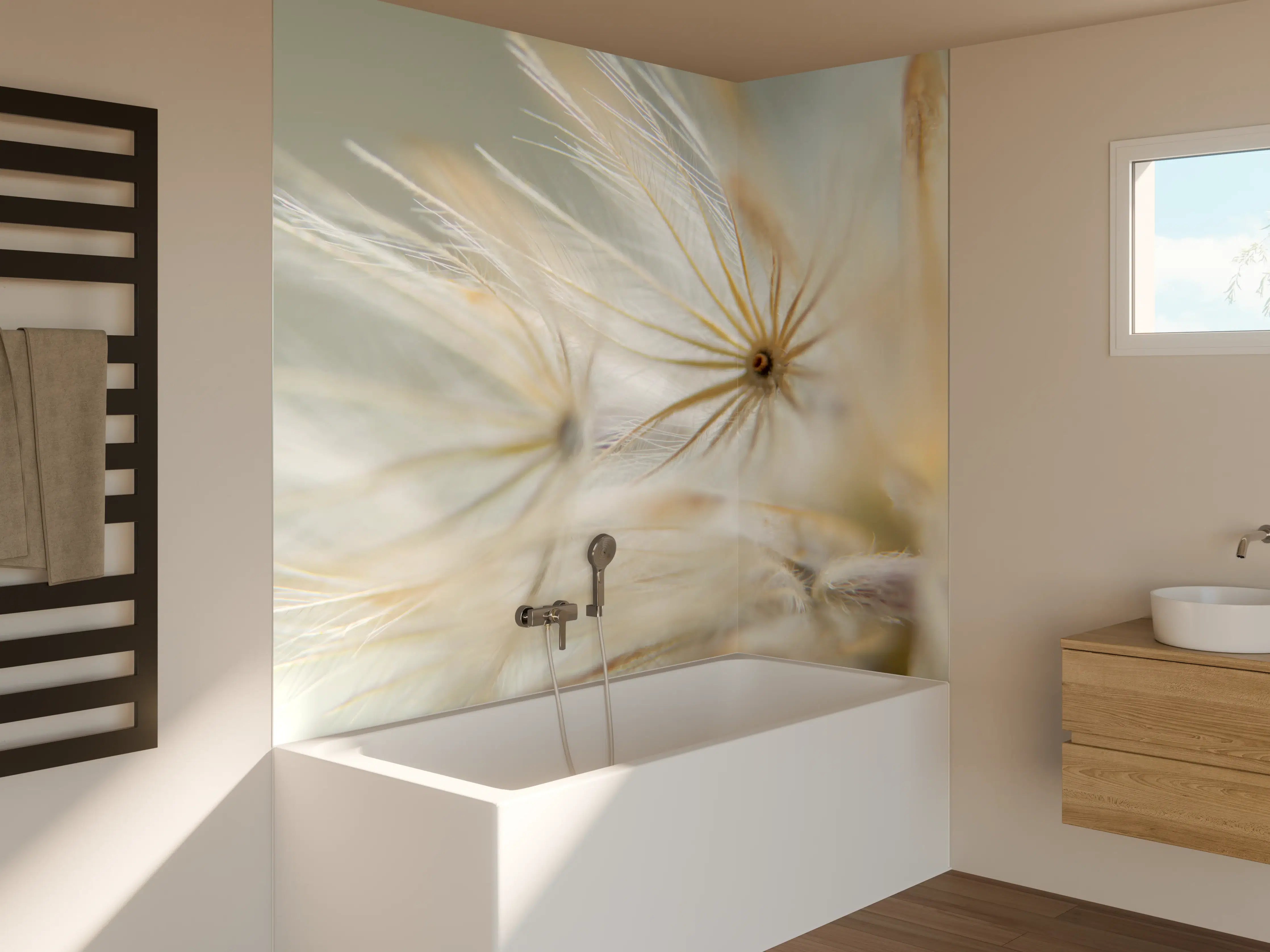 Badewannen-Rückwand - Trockene Wildblumen - Nahaufnahme