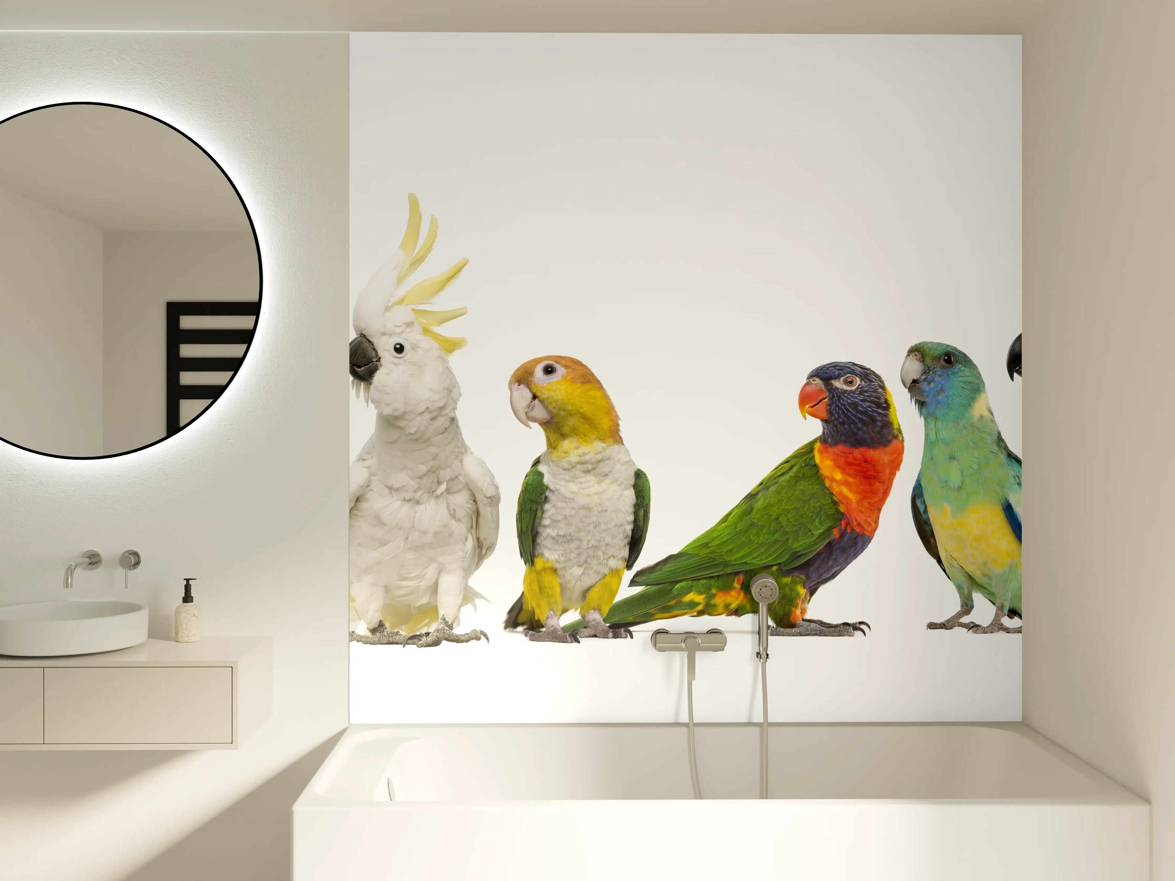 Badewannen-Rückwand - Tropische Papageien - Exotisch