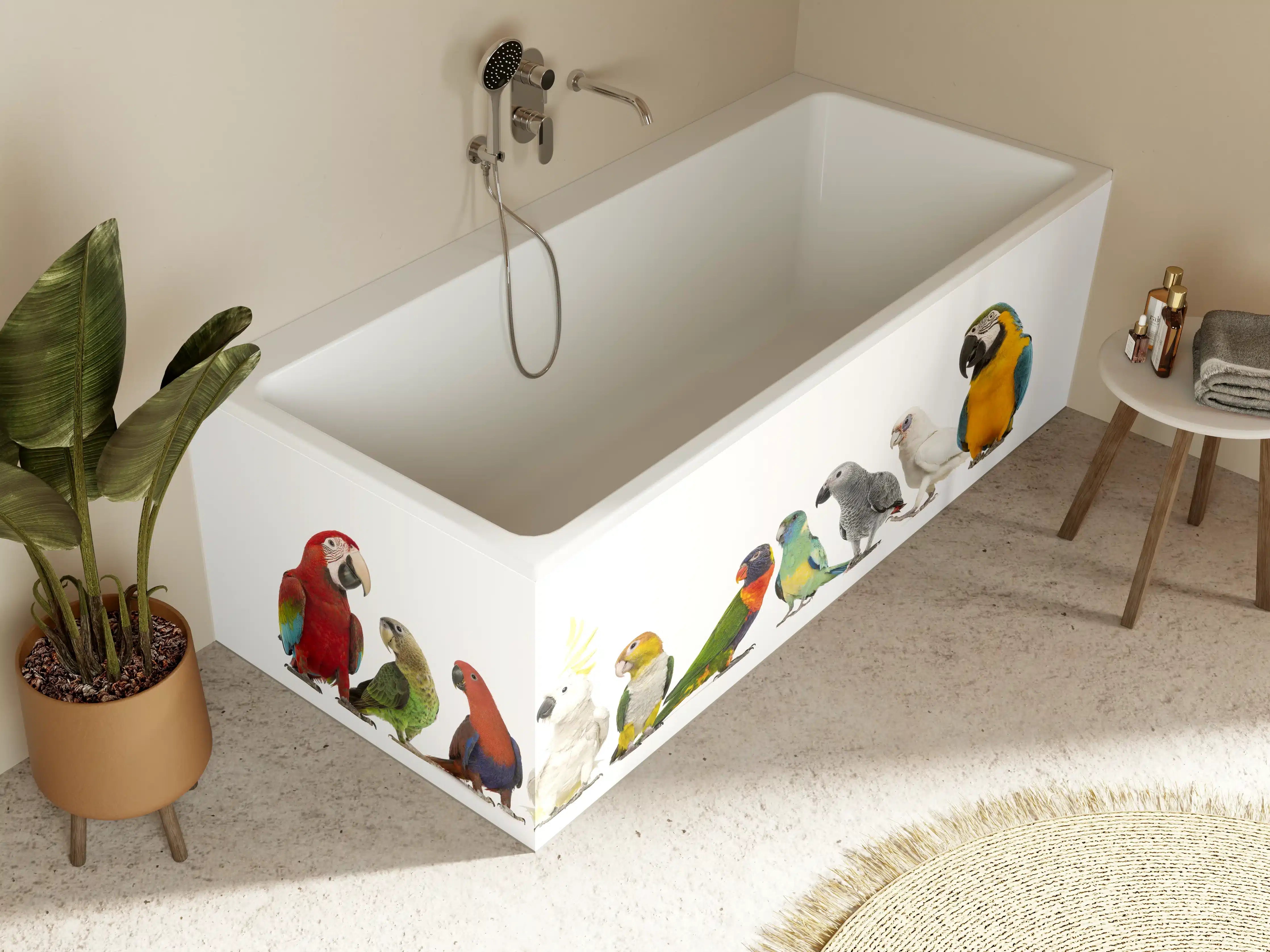Badewannen-Rückwand - Tropische Papageien - Exotisch