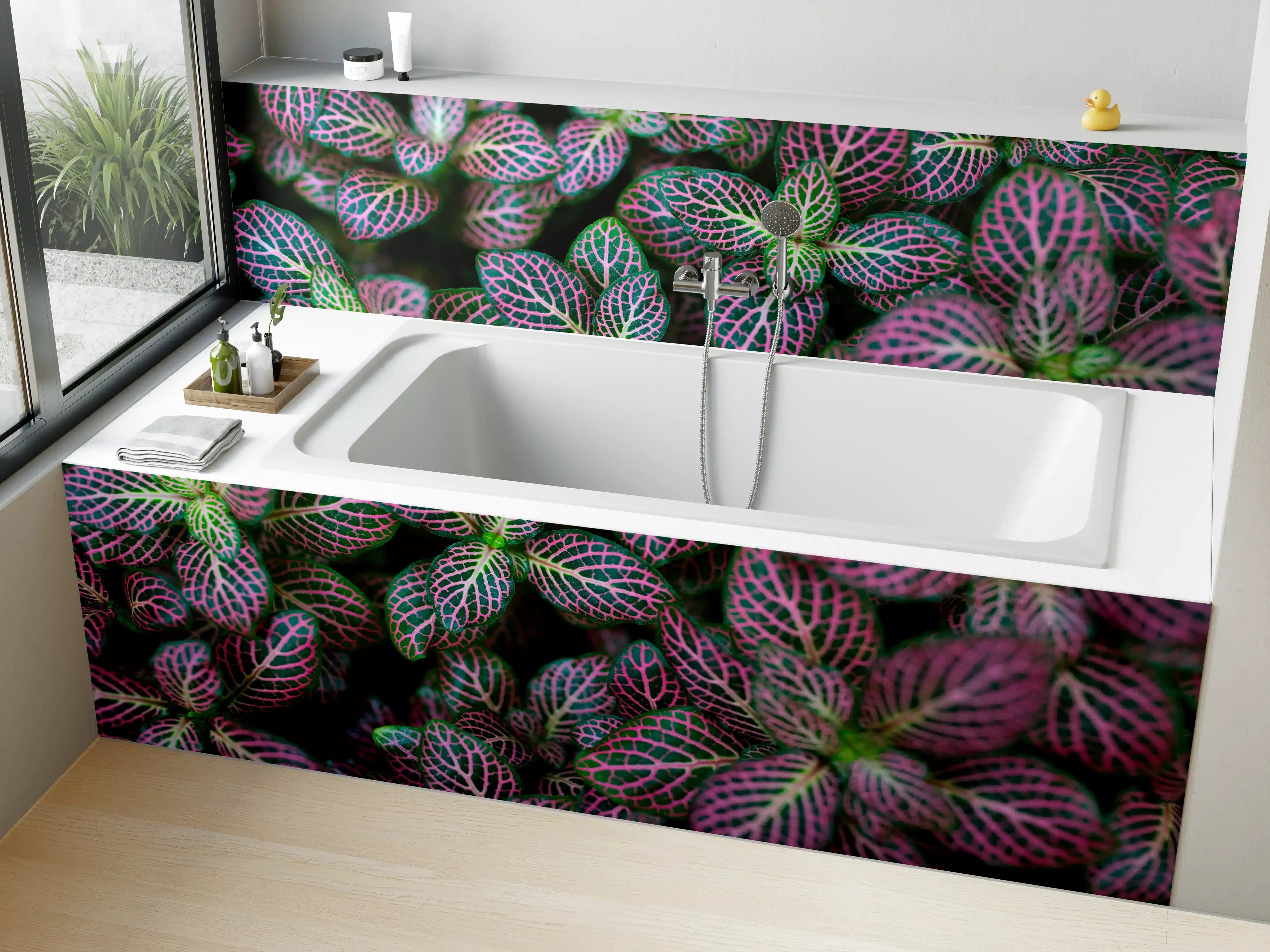 Badewannen-Rückwand - Tropische Pflanzen Bunte Textur