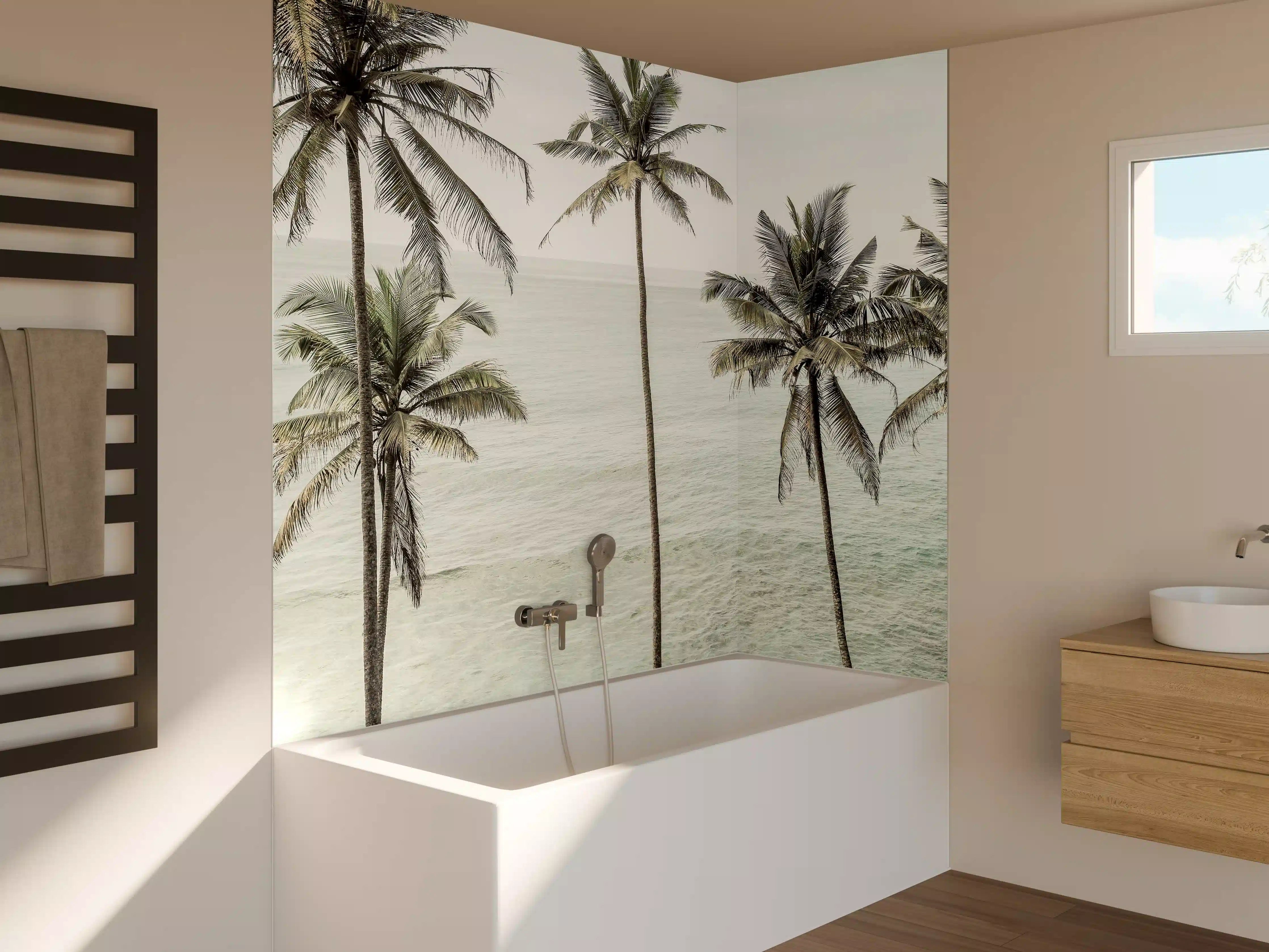 Badewannen-Rückwand - Tropische Strand-Palmen Aussicht