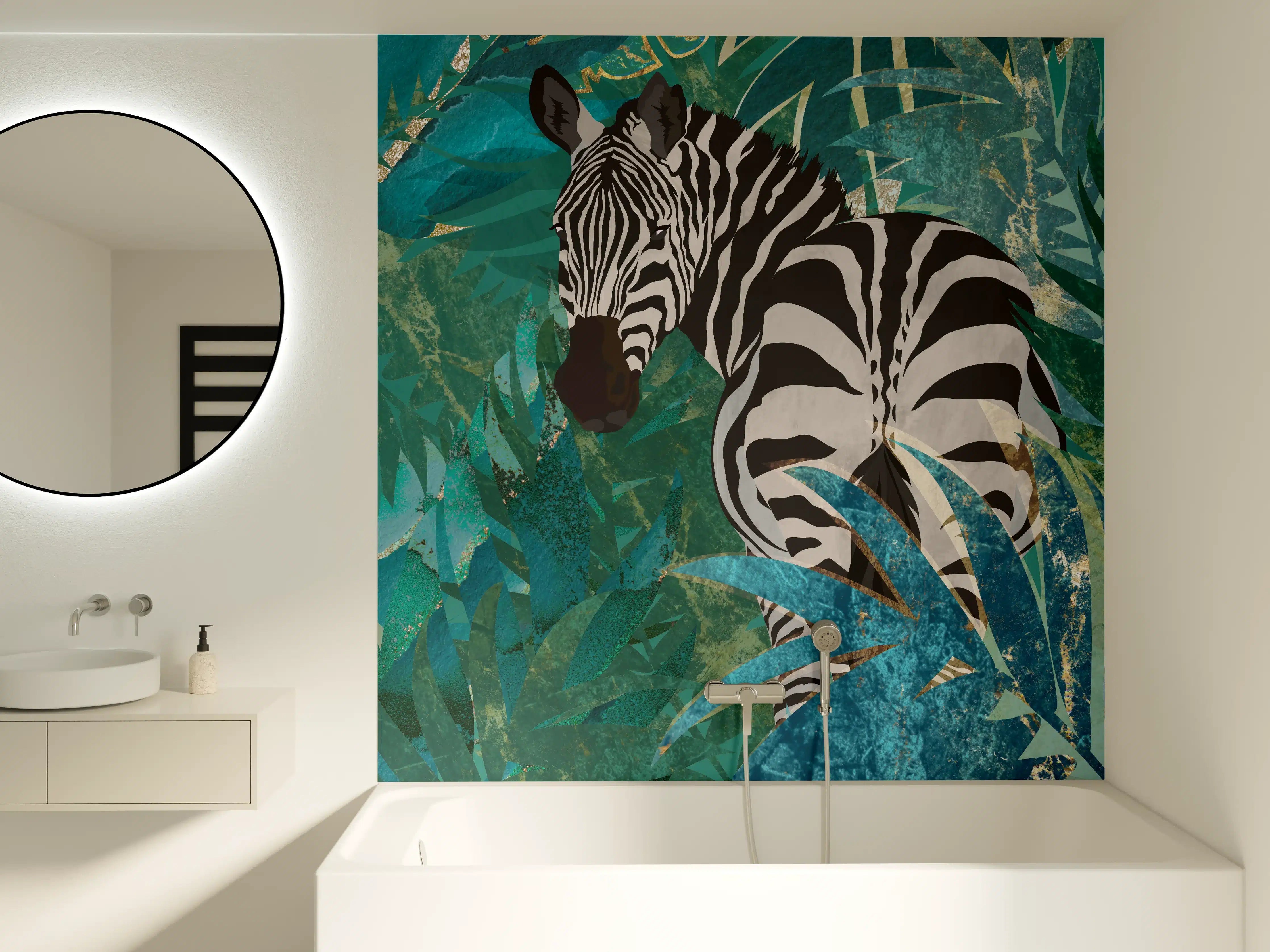 Badewannen-Rückwand - Tropische Zeichnung - Zebra