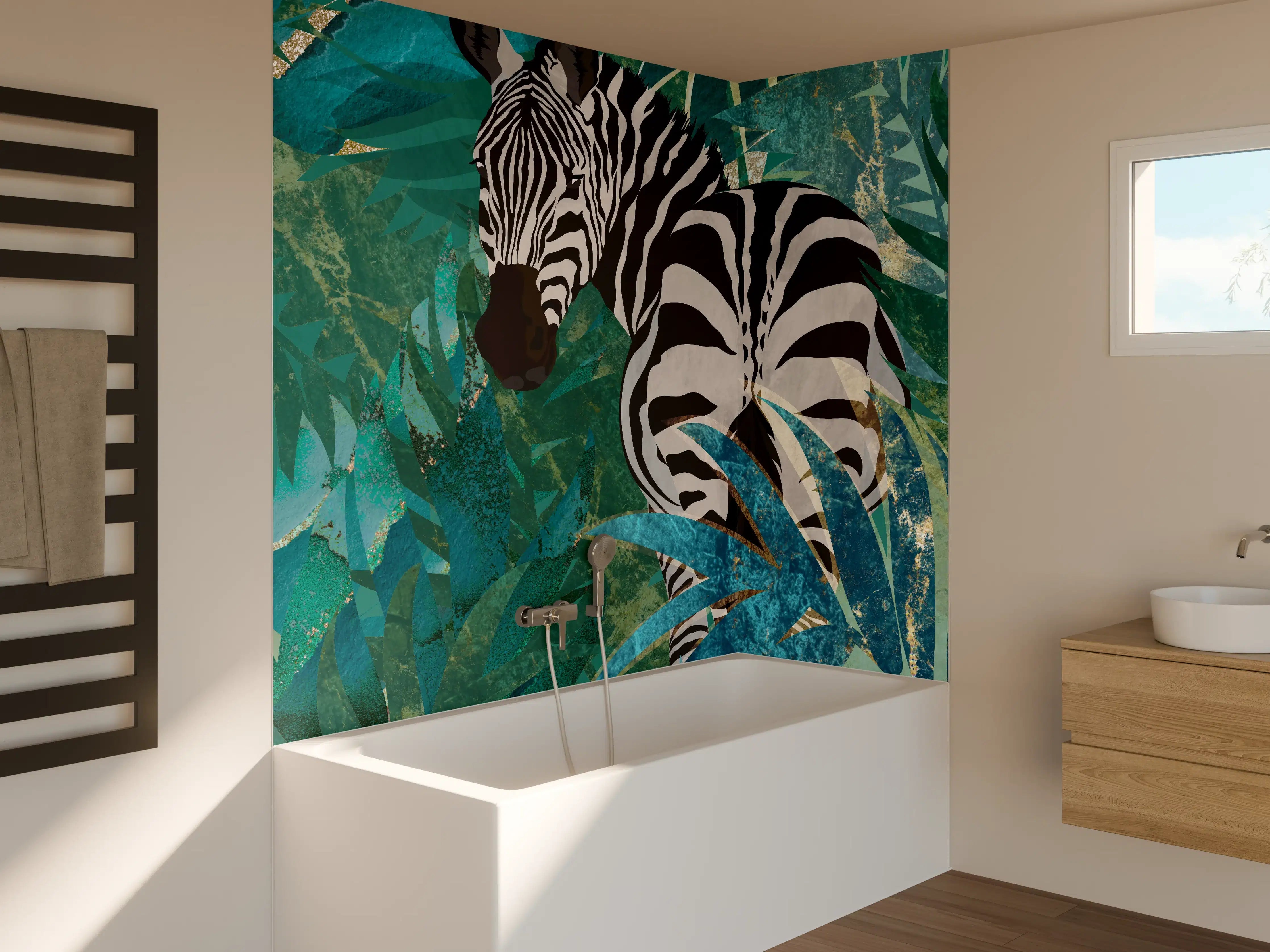 Badewannen-Rückwand - Tropische Zeichnung - Zebra
