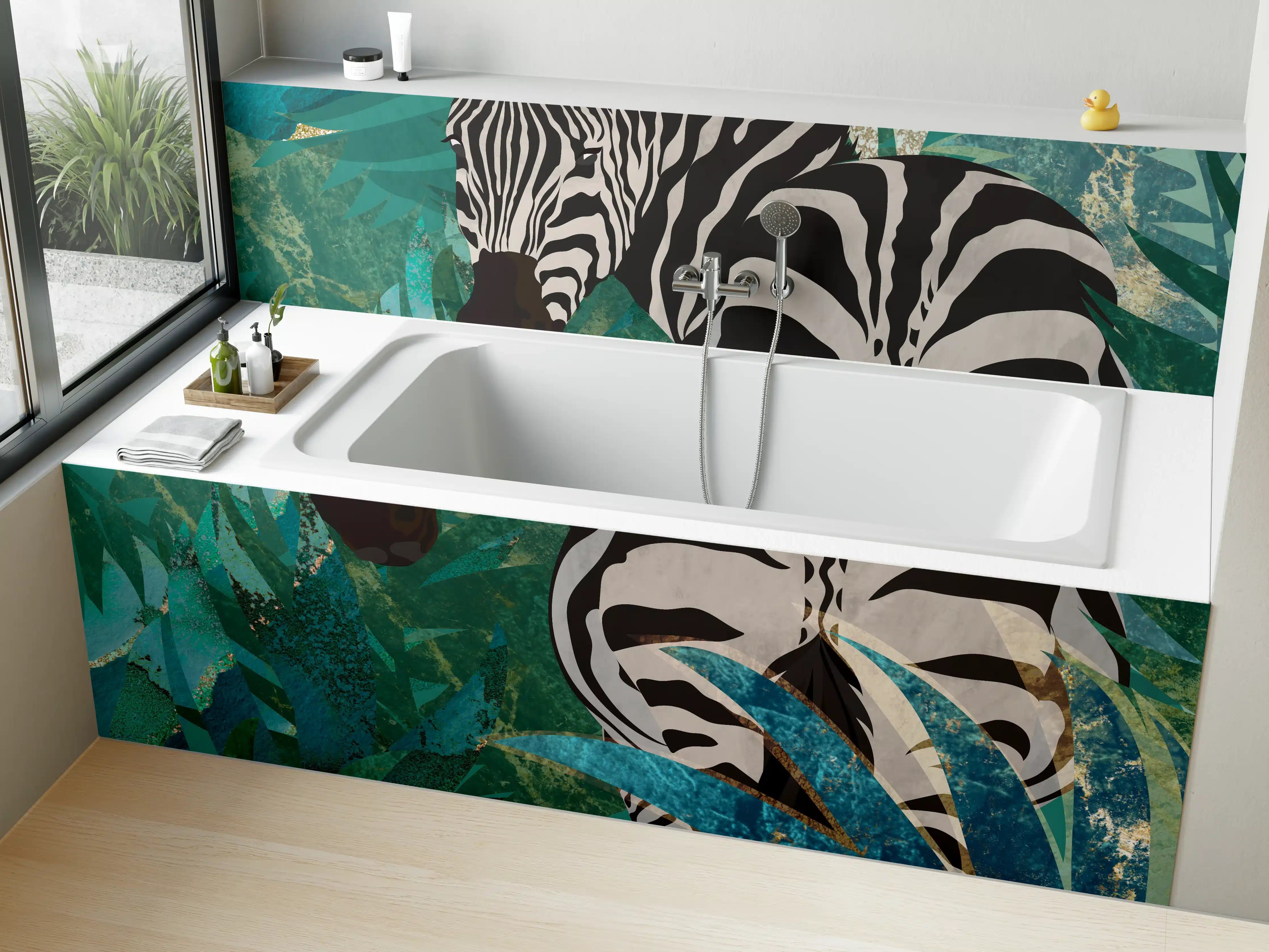 Badewannen-Rückwand - Tropische Zeichnung - Zebra