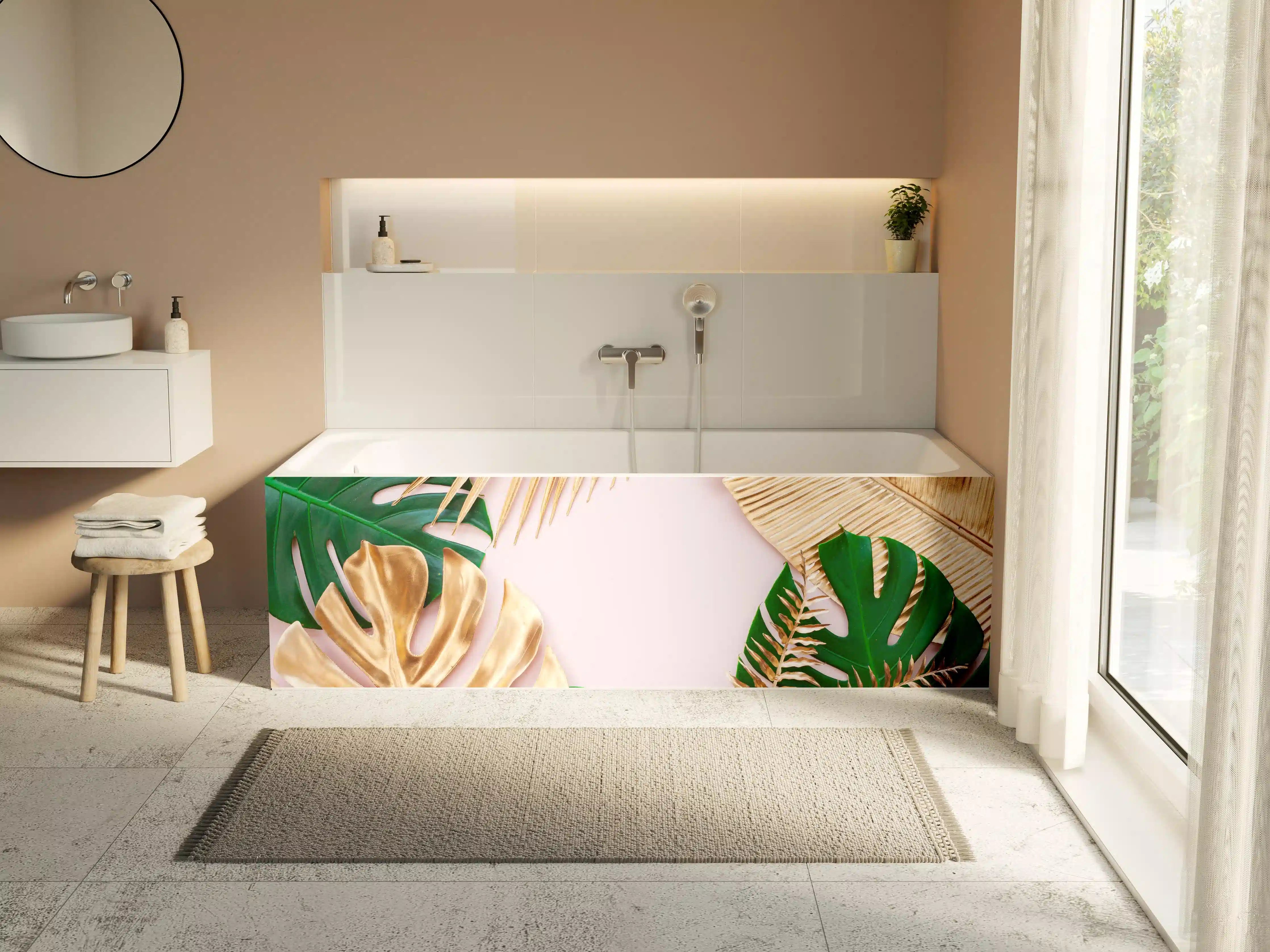 Badewannen-Rückwand - Tropisches Blätter Design - Floral