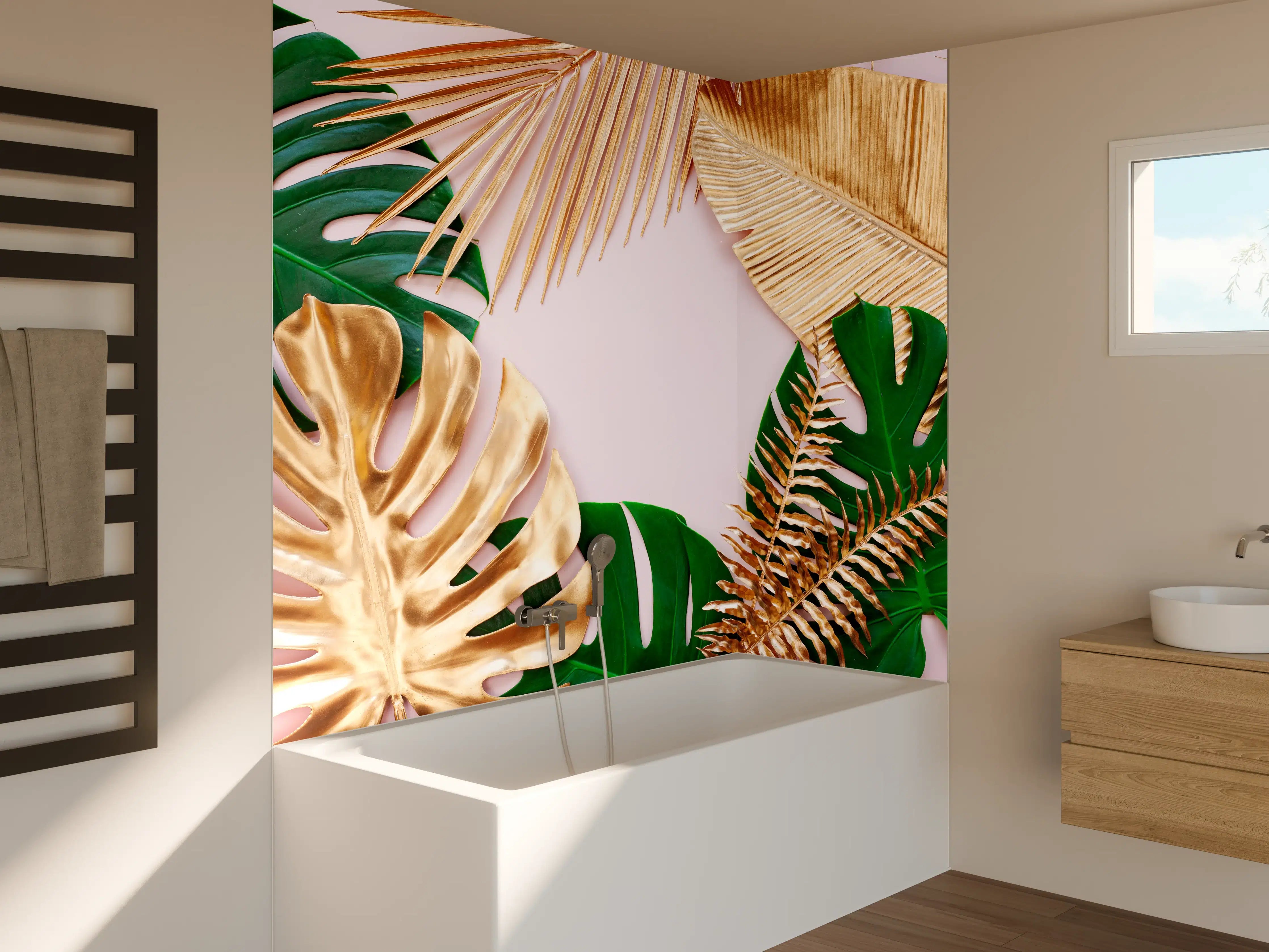 Badewannen-Rückwand - Tropisches Blätter Design - Floral