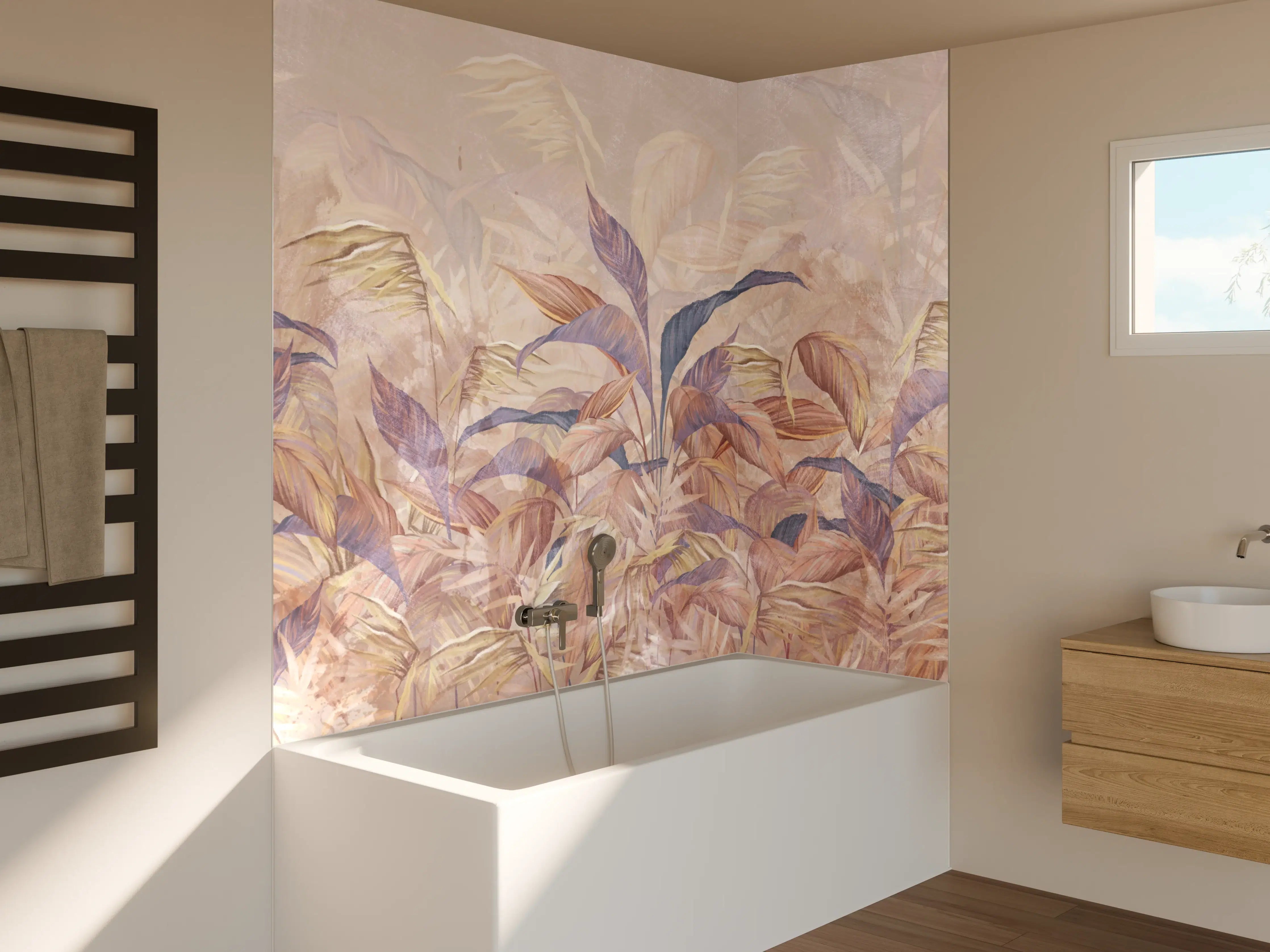 Badewannen-Rückwand - Tropisches Blätter Design