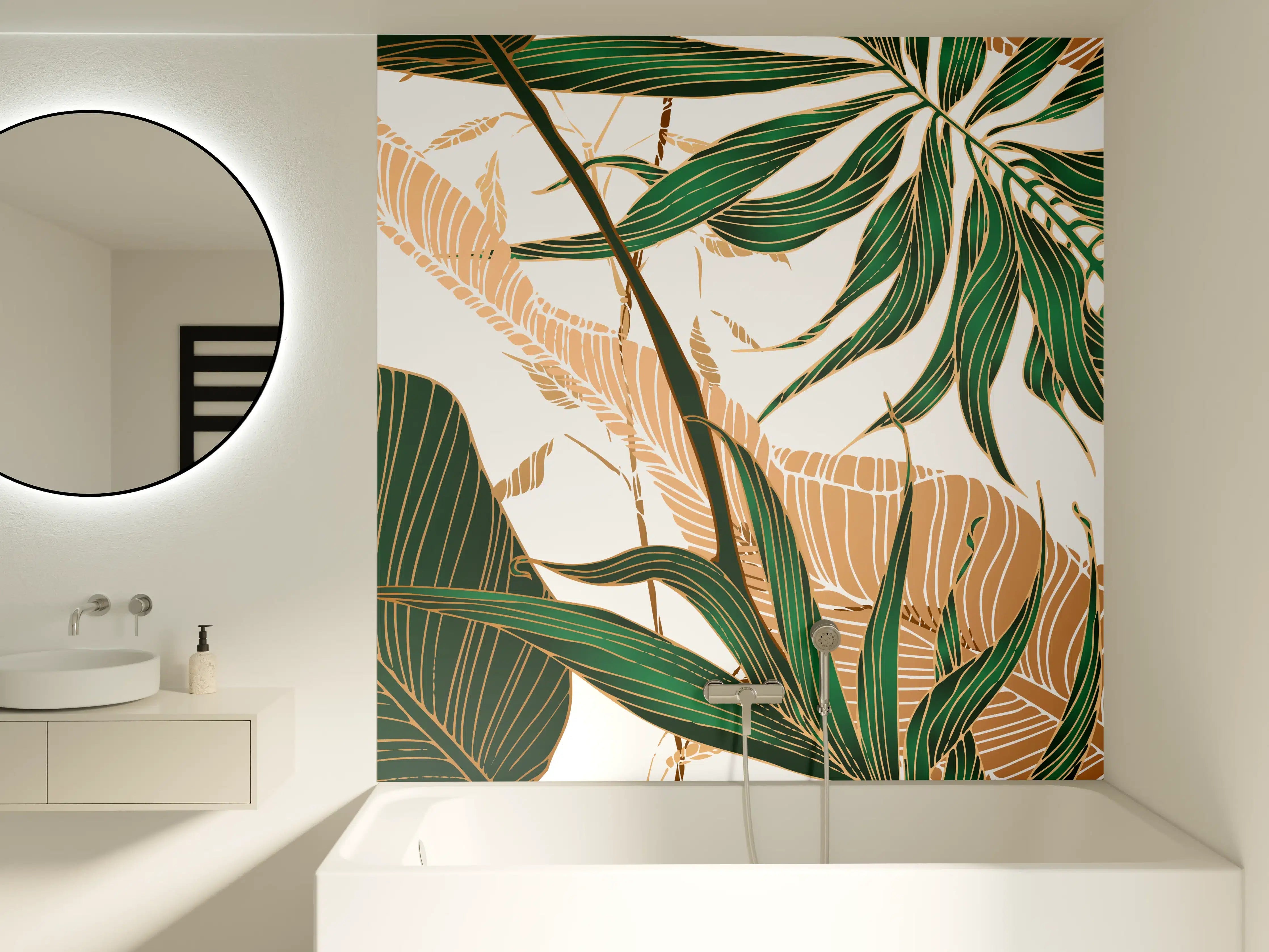 Badewannen-Rückwand - Tropisches Blattmuster Design