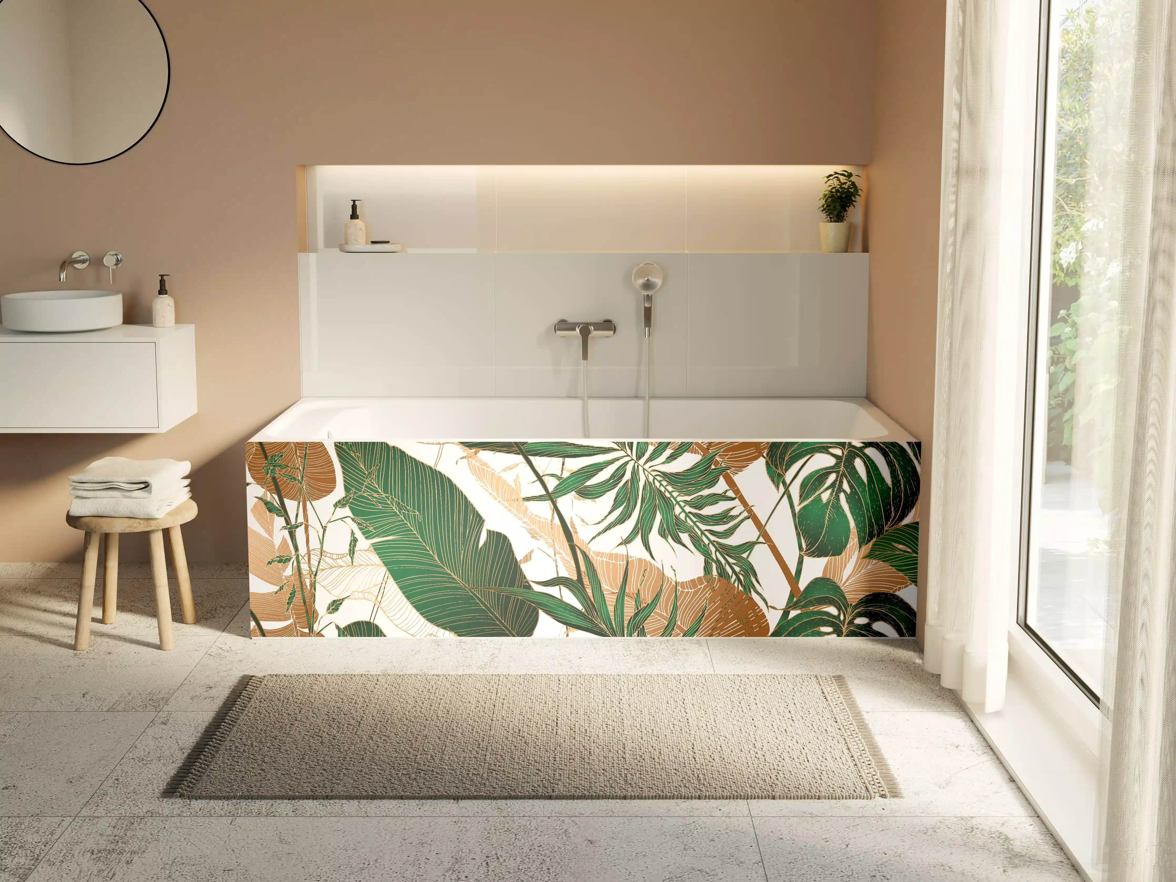 Badewannen-Rückwand - Tropisches Blattmuster Design