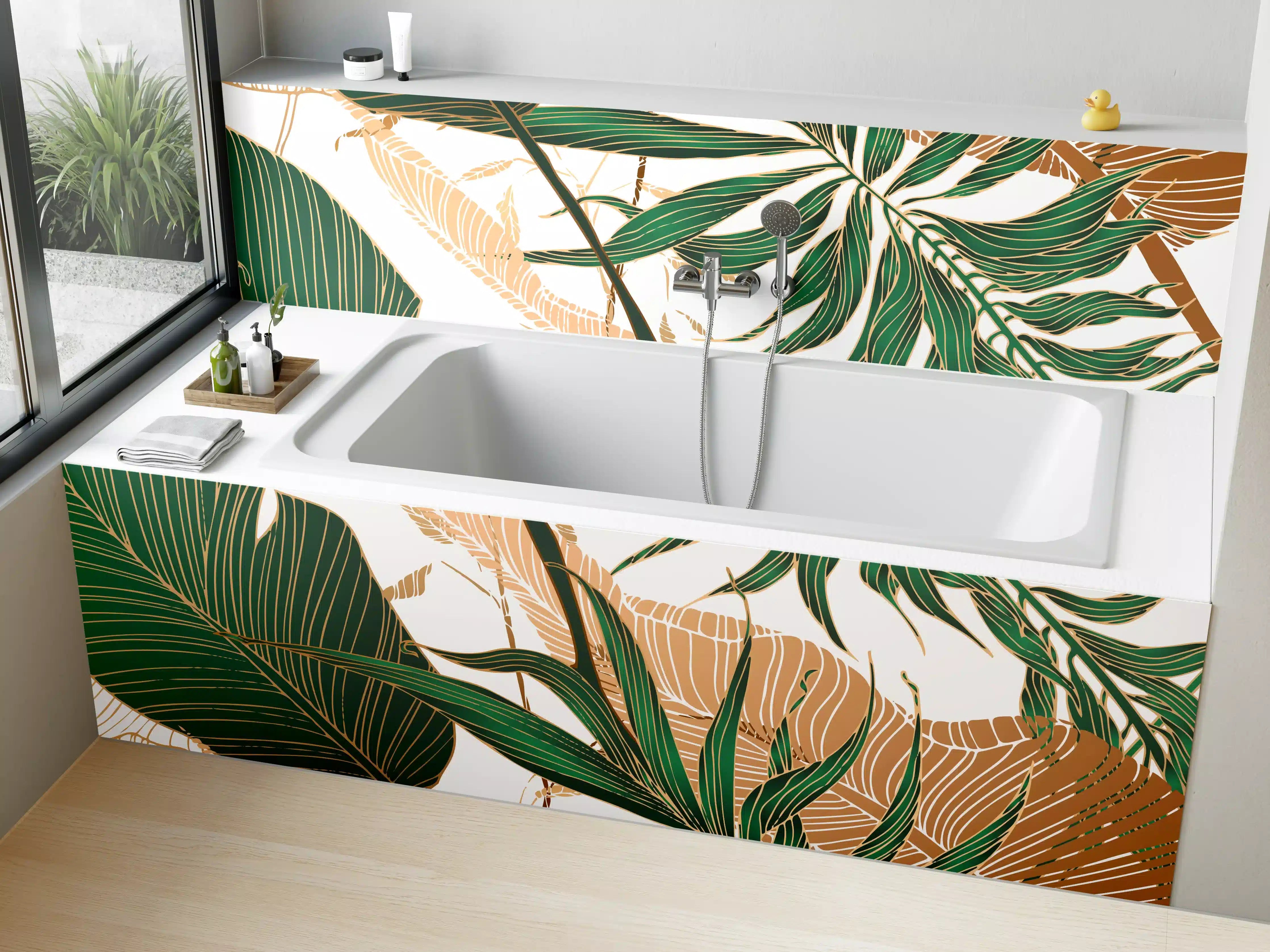 Badewannen-Rückwand - Tropisches Blattmuster Design