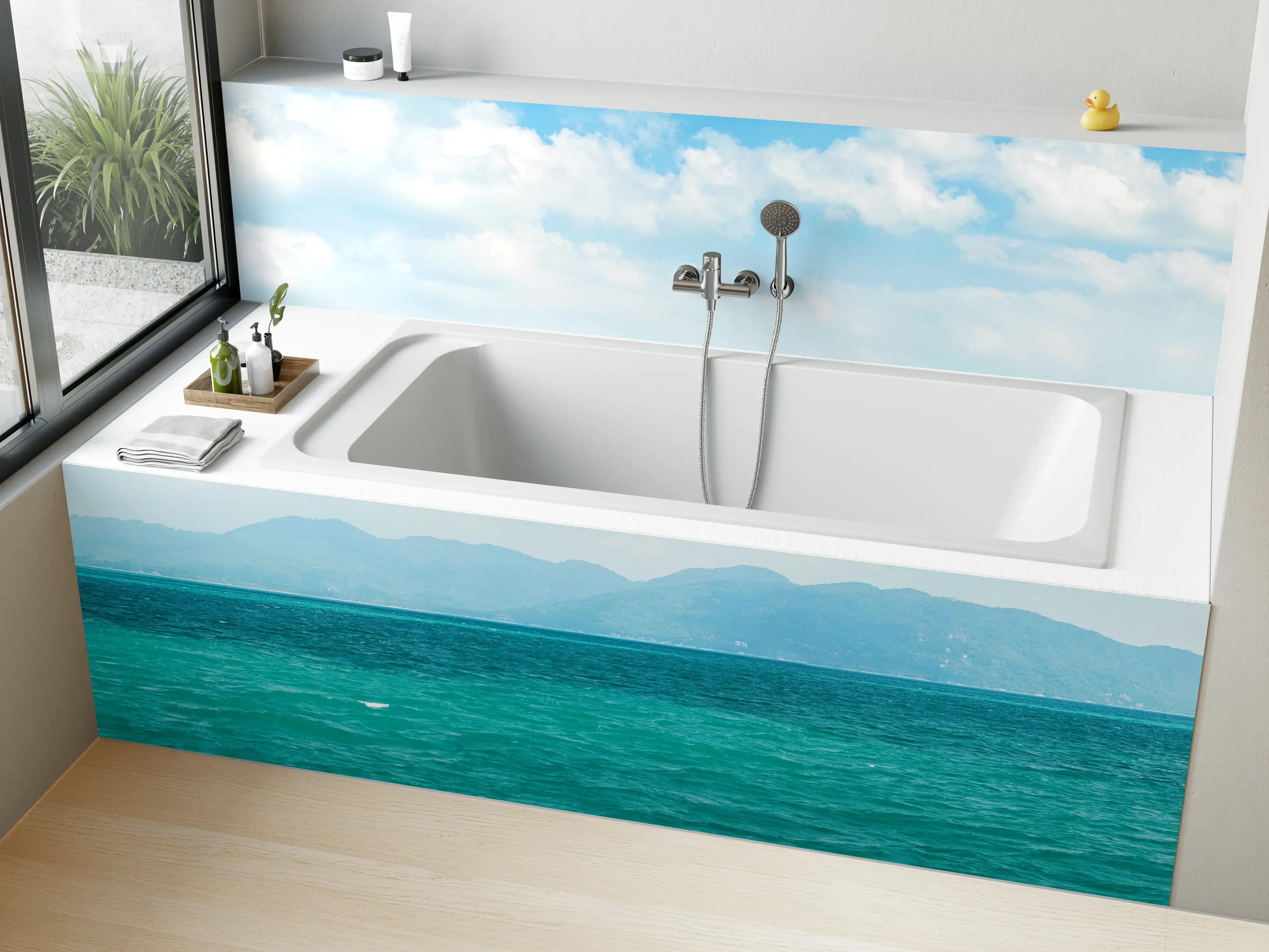 Badewannen-Rückwand - Tropisches Blau-Grün-Meerespanorama