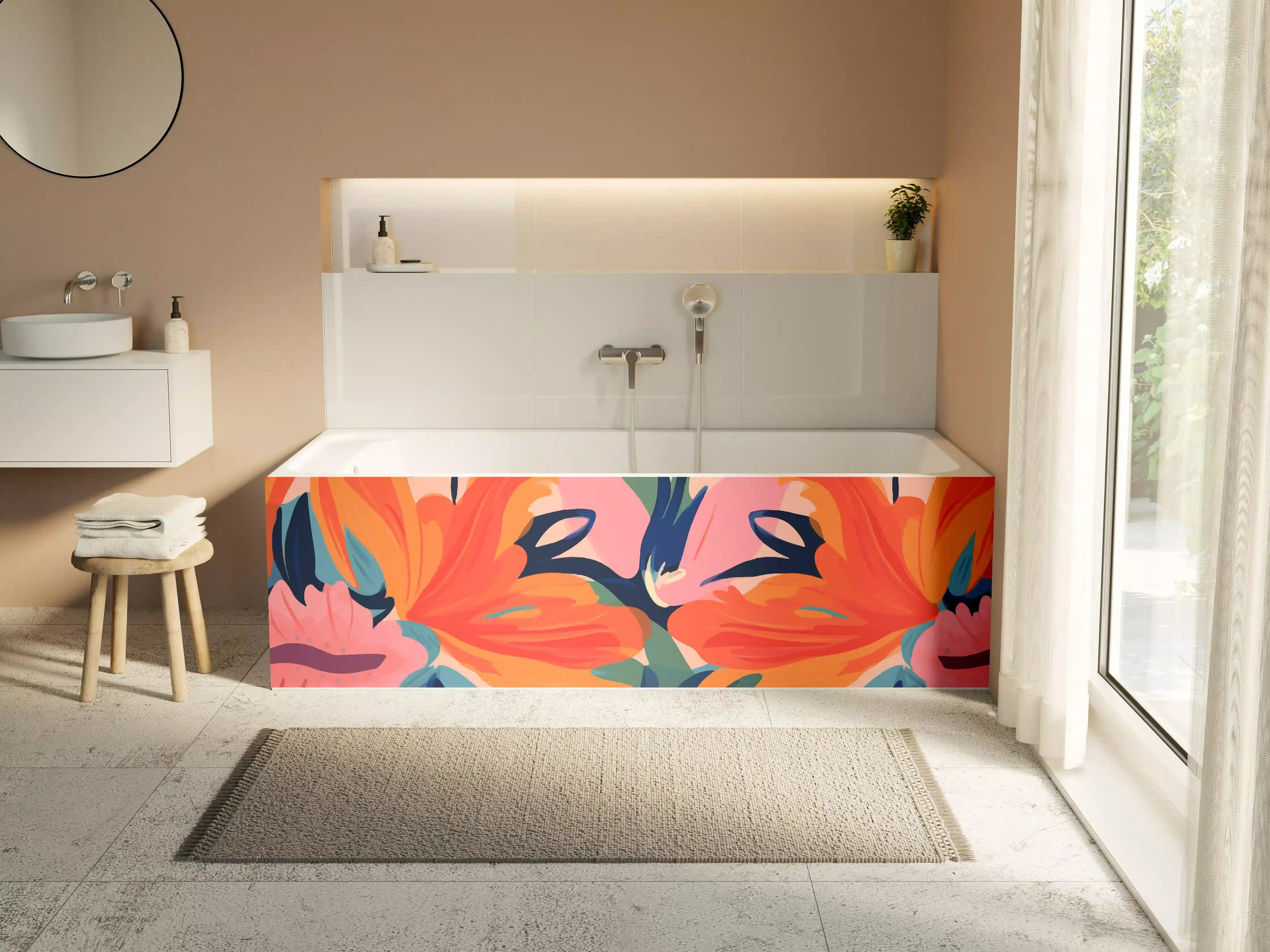 Badewannen-Rückwand - Tropisches Dämmerungs-Blumenmuster
