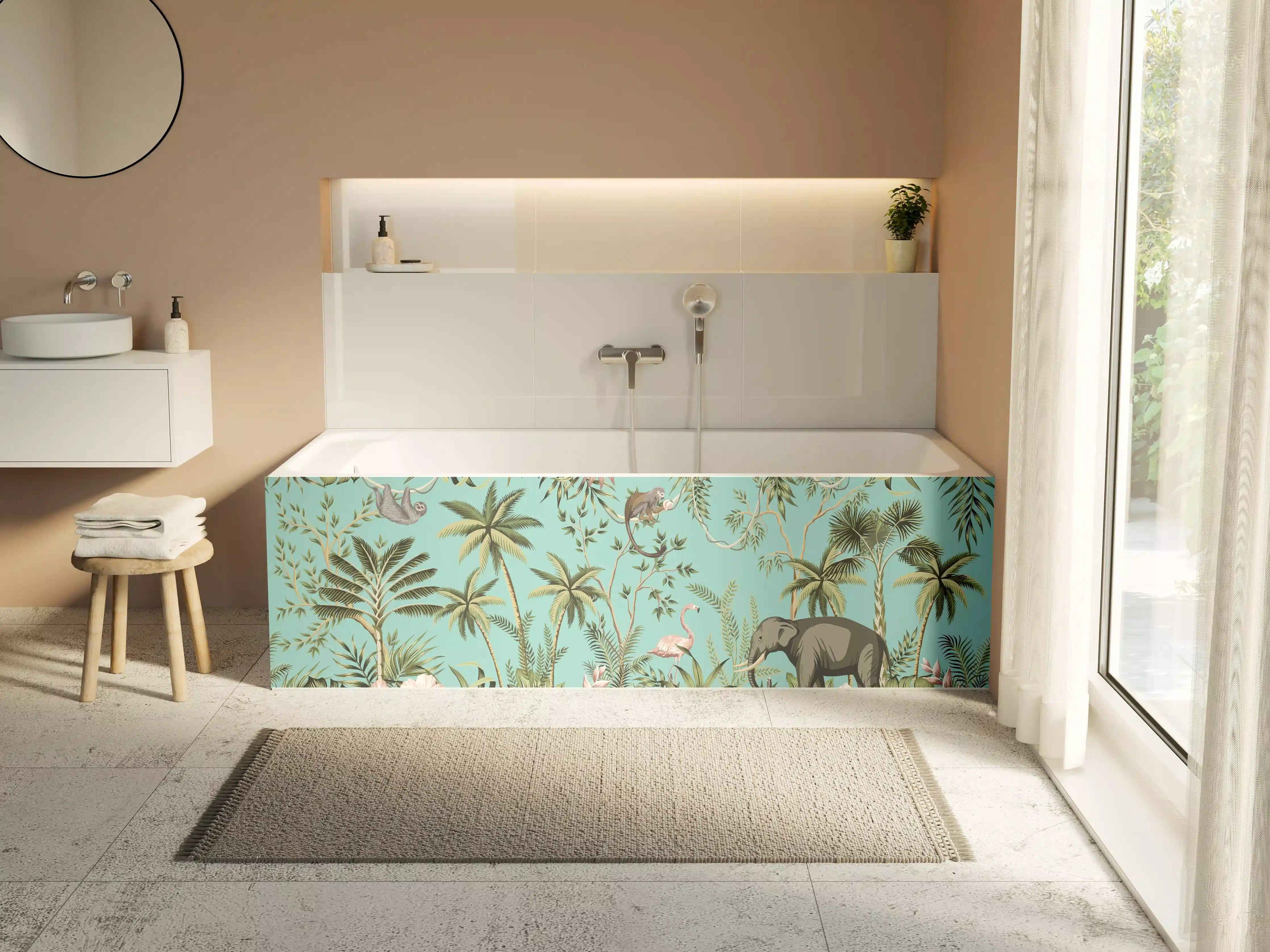 Badewannen-Rückwand - Tropisches Flair Stoffdesign