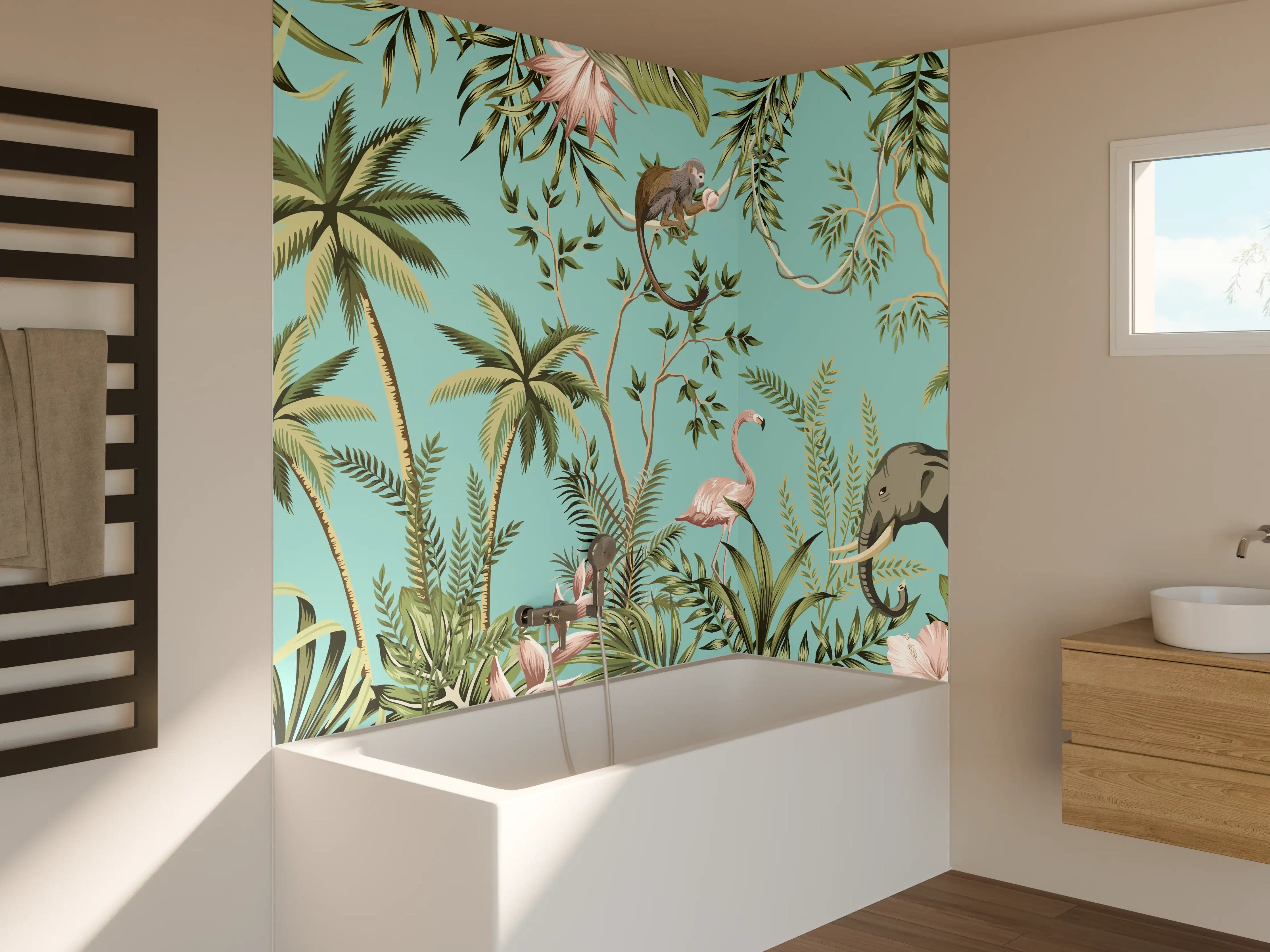 Badewannen-Rückwand - Tropisches Flair Stoffdesign