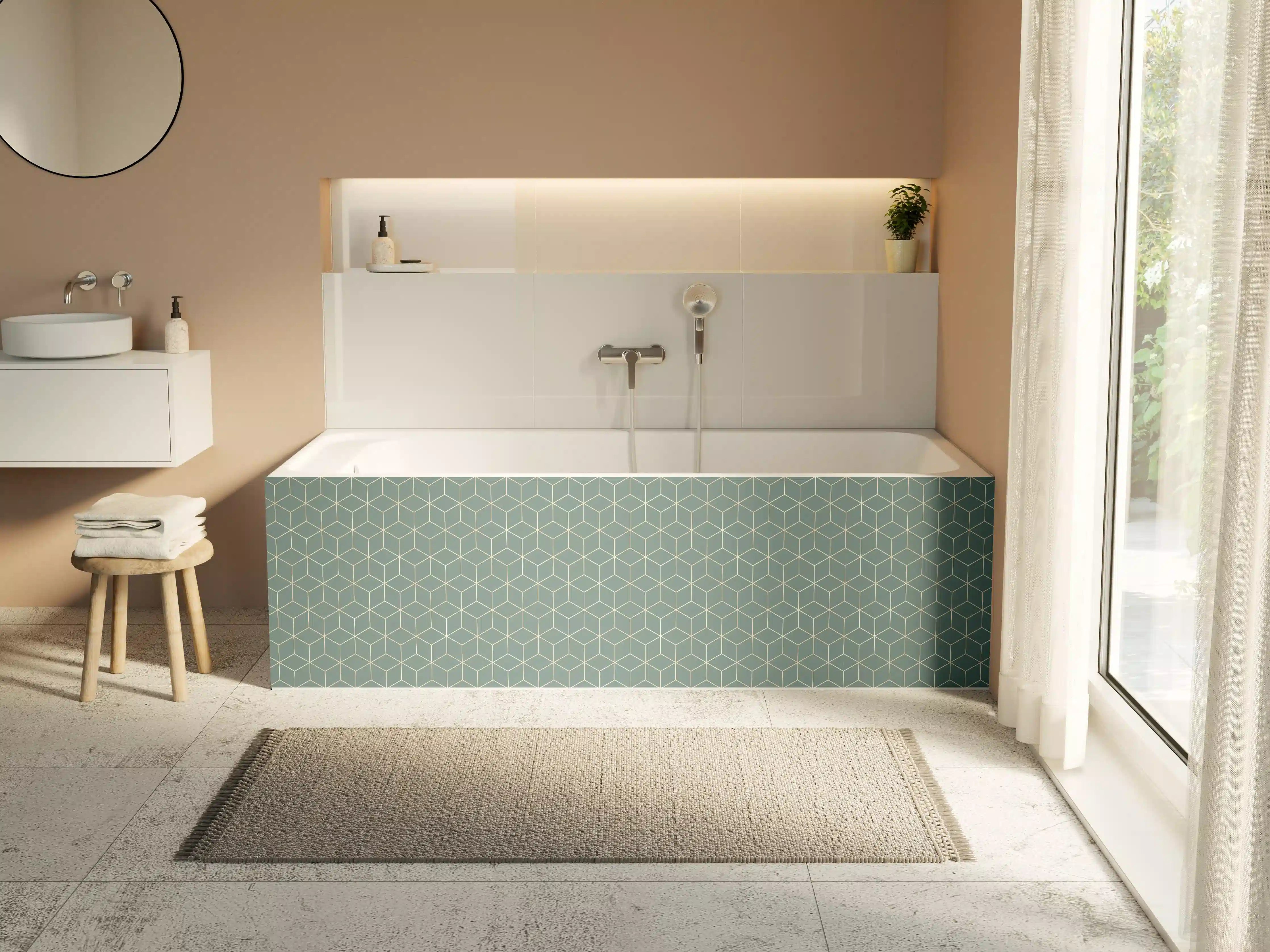 Badewannen-Rückwand - Türkis-Eleganz-Muster