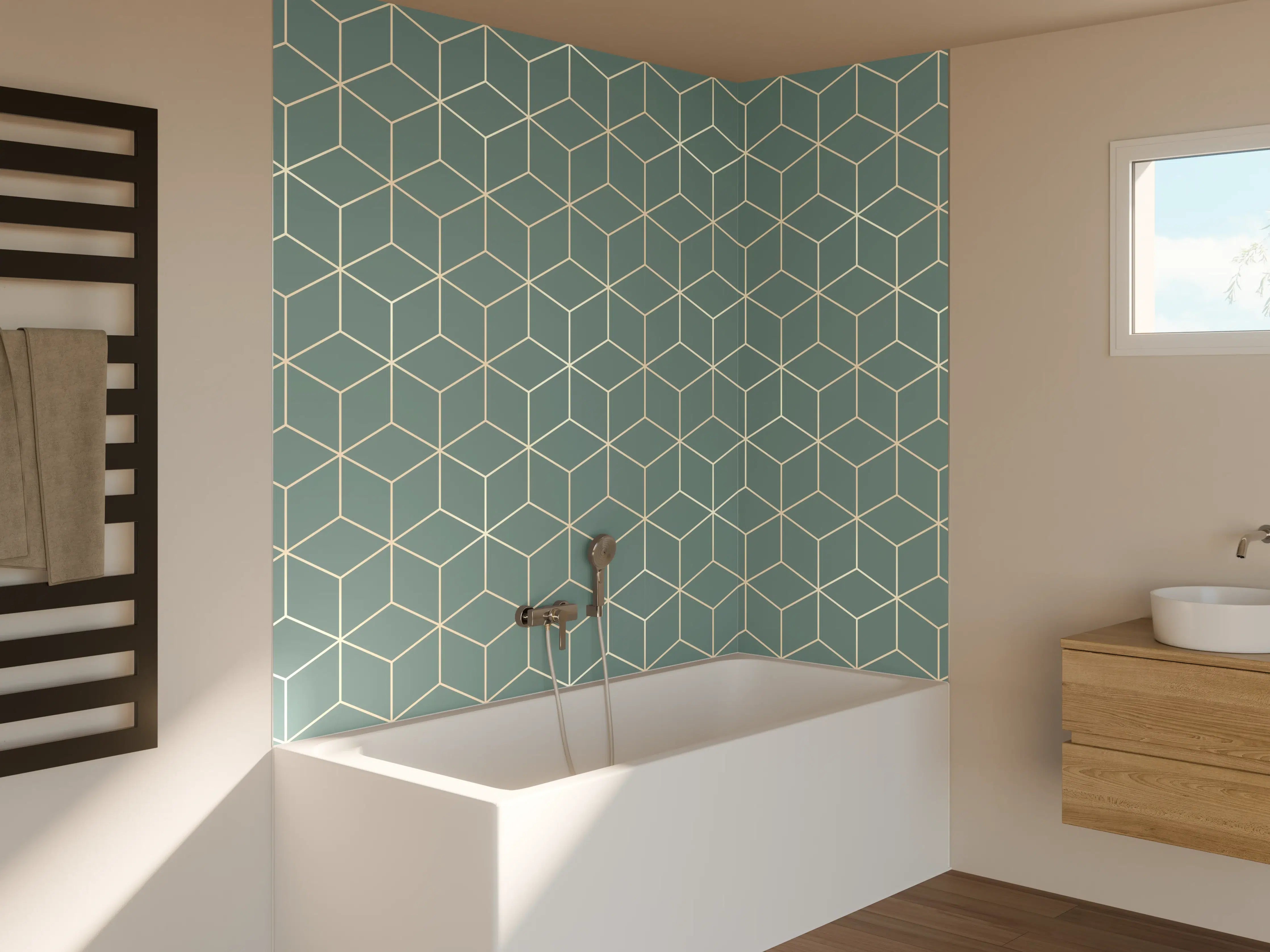 Badewannen-Rückwand - Türkis-Eleganz-Muster